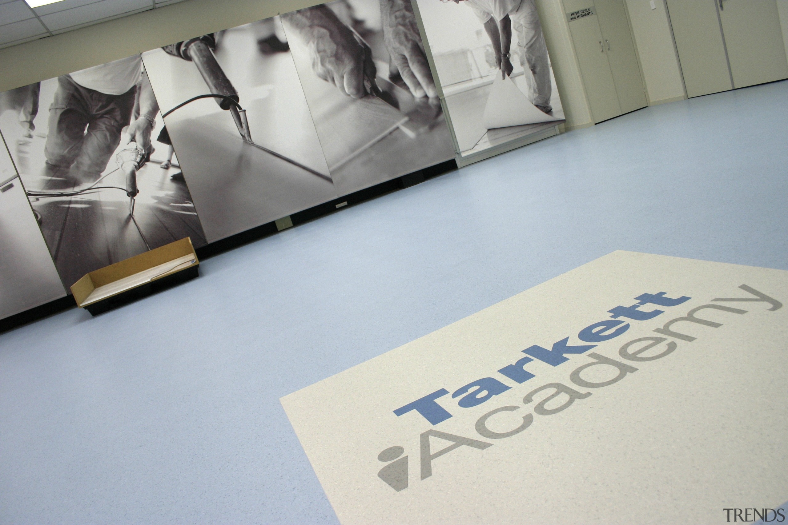 View of the Tarkett Academy - View of design, floor, flooring, font, product design, gray