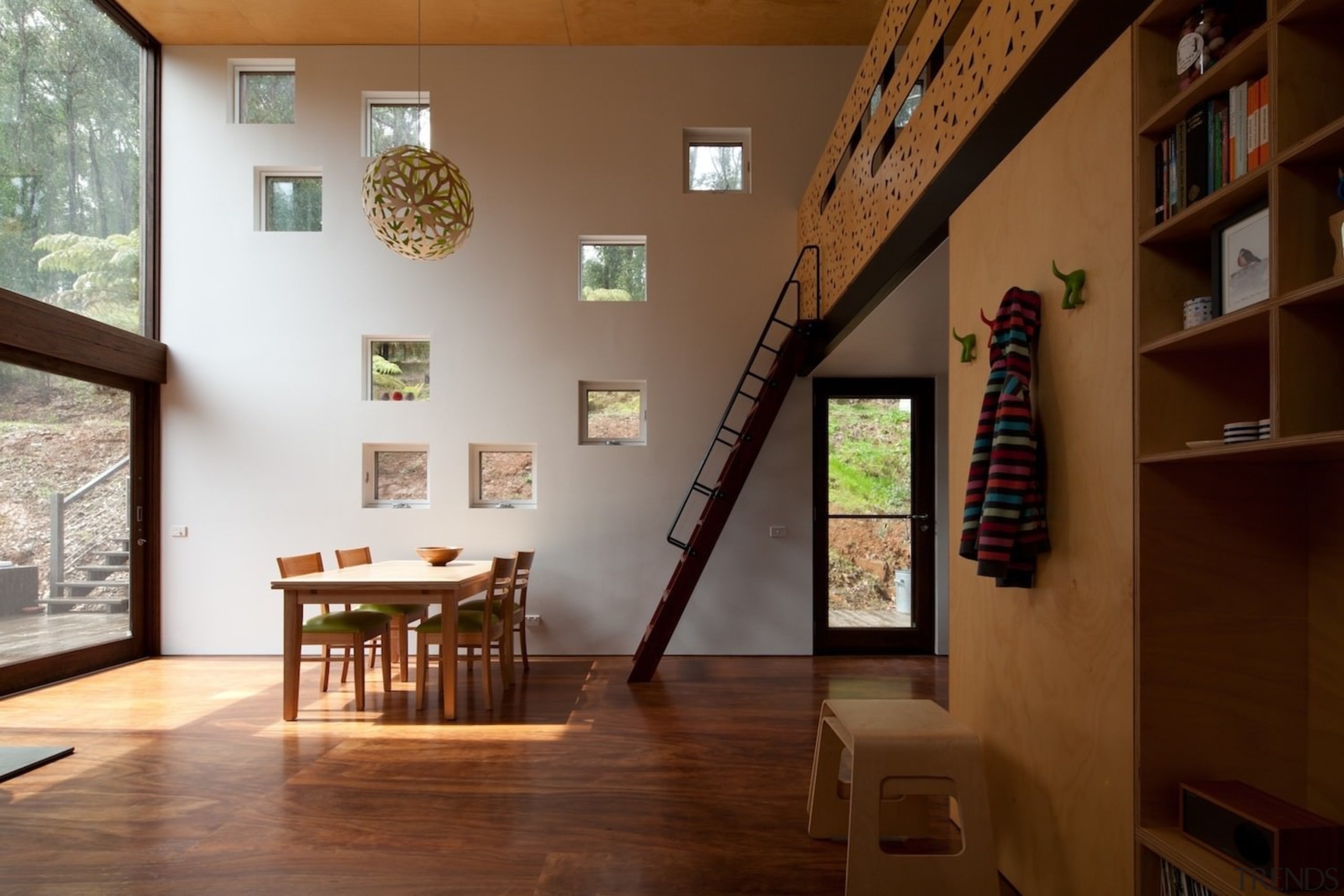 Architect: Steffen Welsch Architects architecture, ceiling, floor, flooring, hardwood, home, house, interior design, living room, room, stairs, wall, window, wood, brown