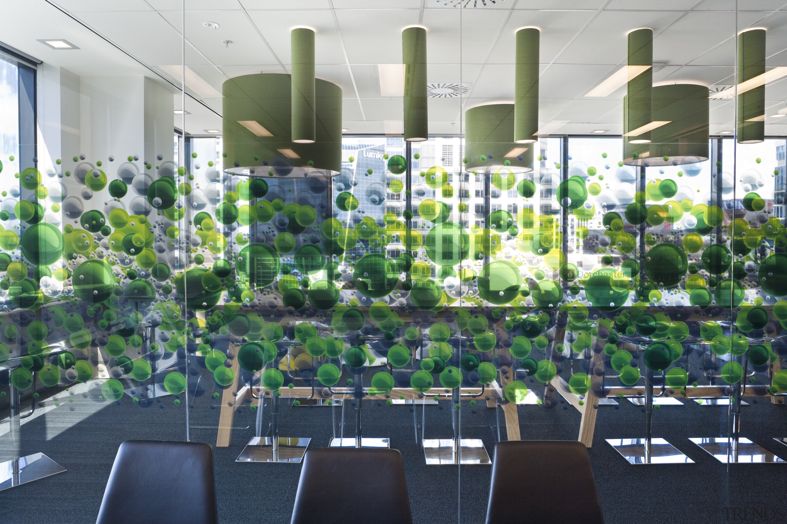 View of the new Deloitte premises which reflect floral design, floristry, flower, green, houseplant, plant, white