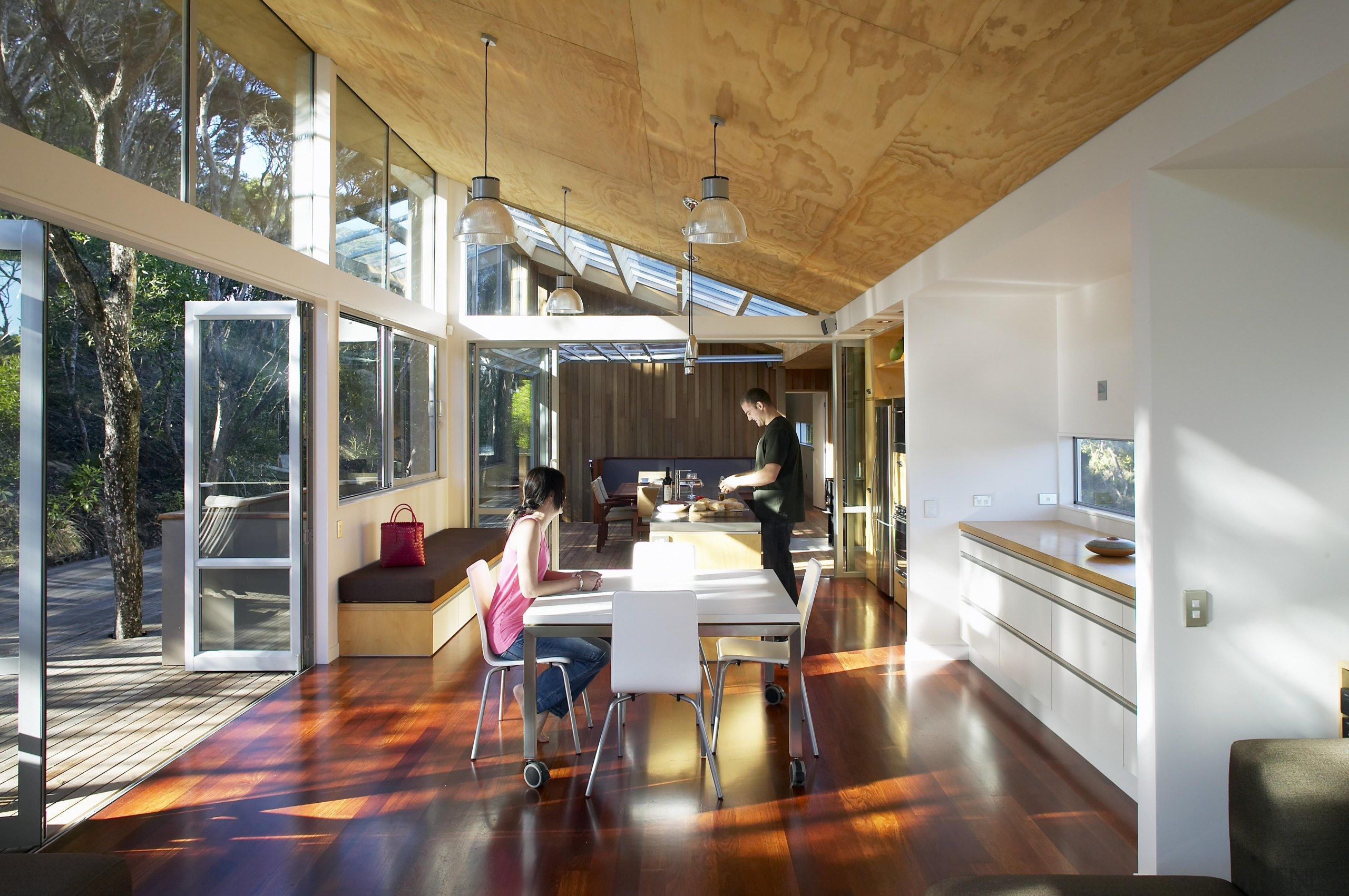 Mangawhai Heads, Northland - Point House - architecture architecture, ceiling, house, interior design, living room, real estate, window, gray, brown