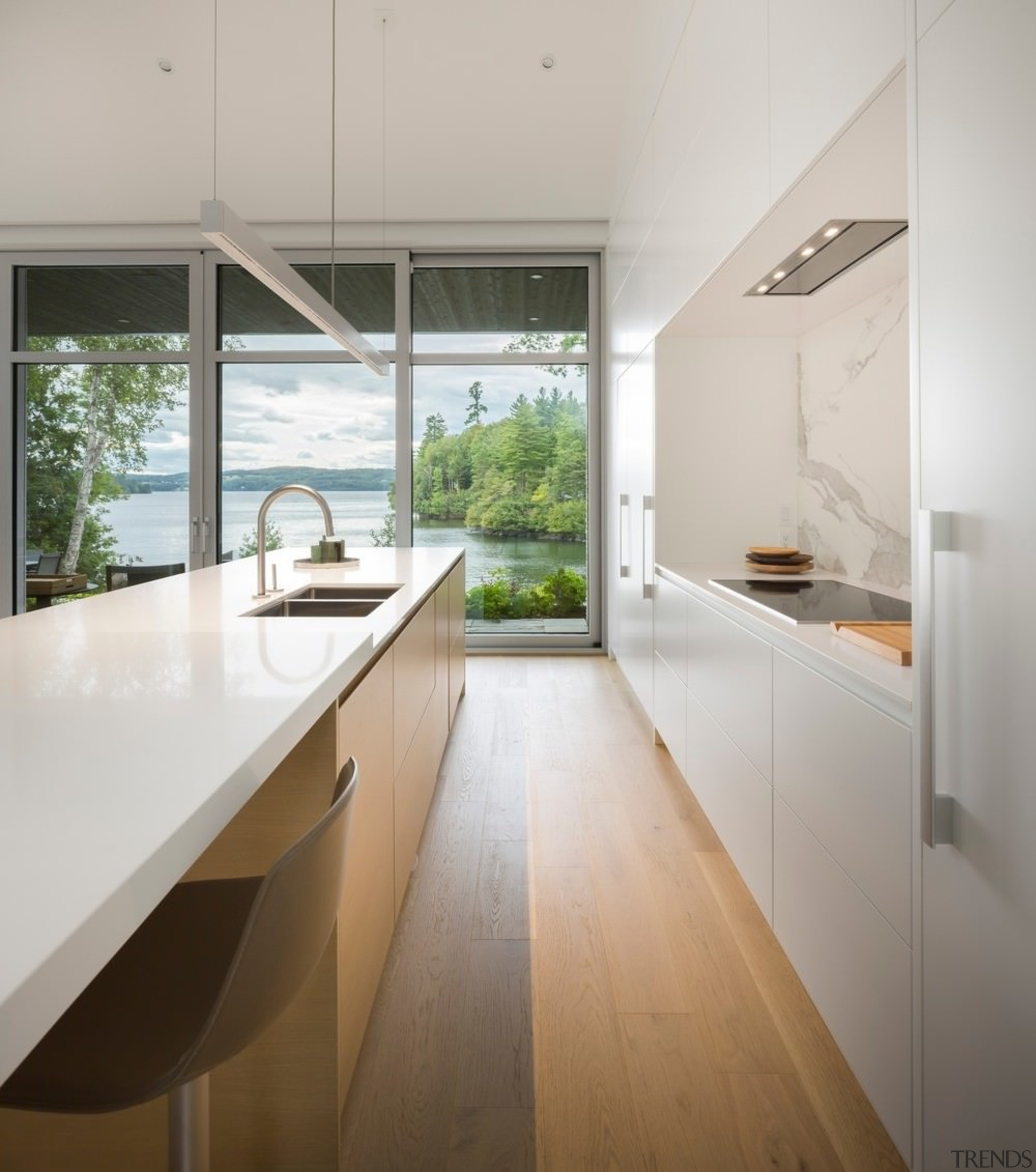 You can't beat that kitchen view - You architecture, countertop, daylighting, floor, house, interior design, kitchen, real estate, gray