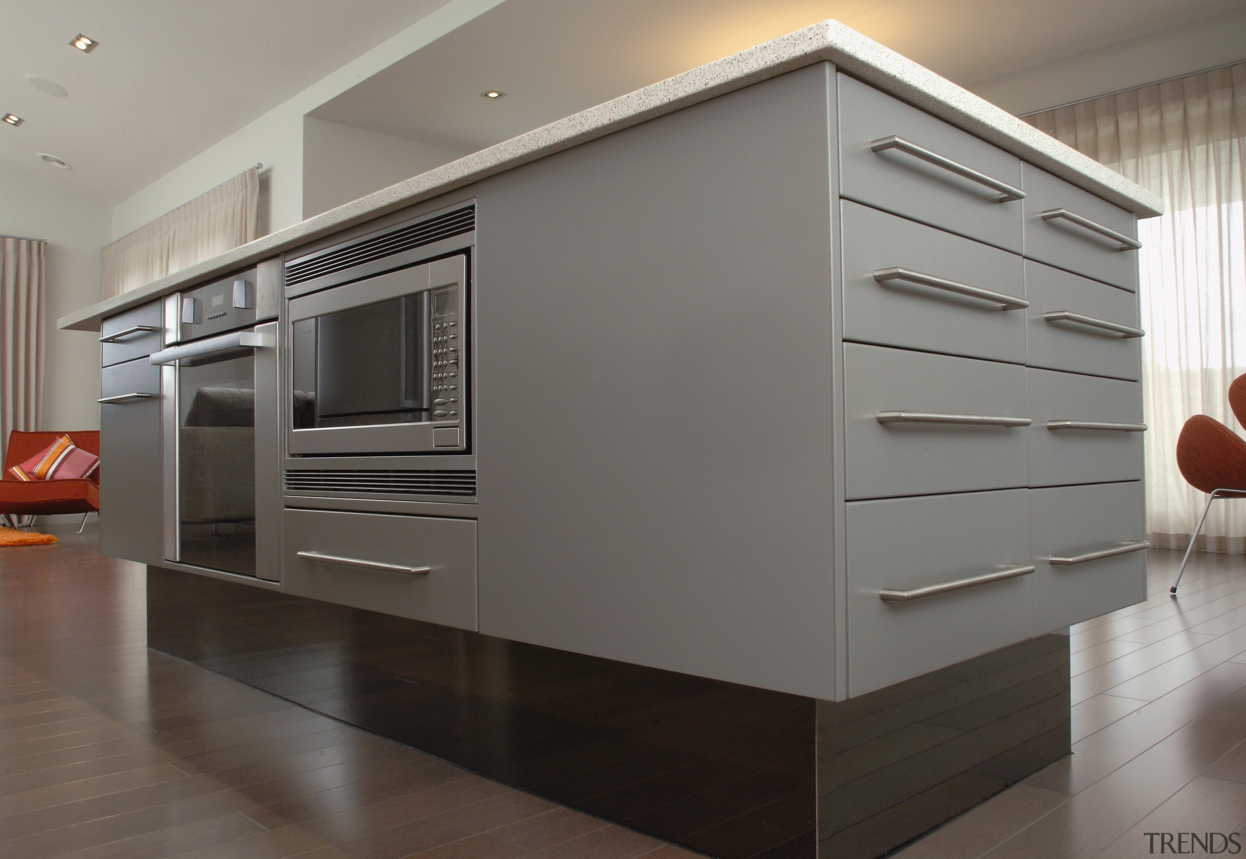 A view of a kitchen by Design House cabinetry, furniture, interior design, kitchen, gray