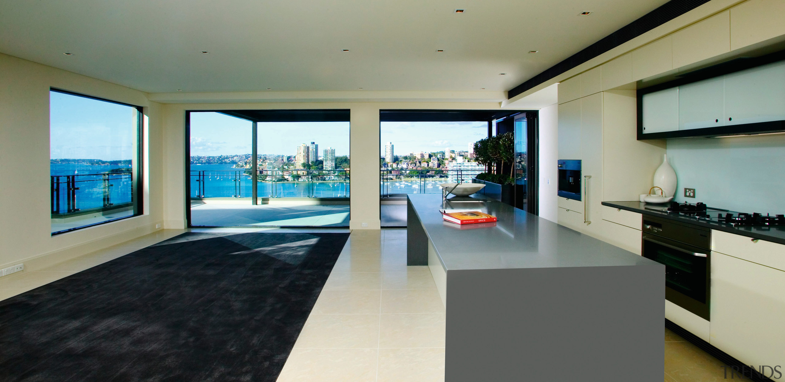interior view of kitchen and bar area - apartment, floor, house, interior design, property, real estate, gray