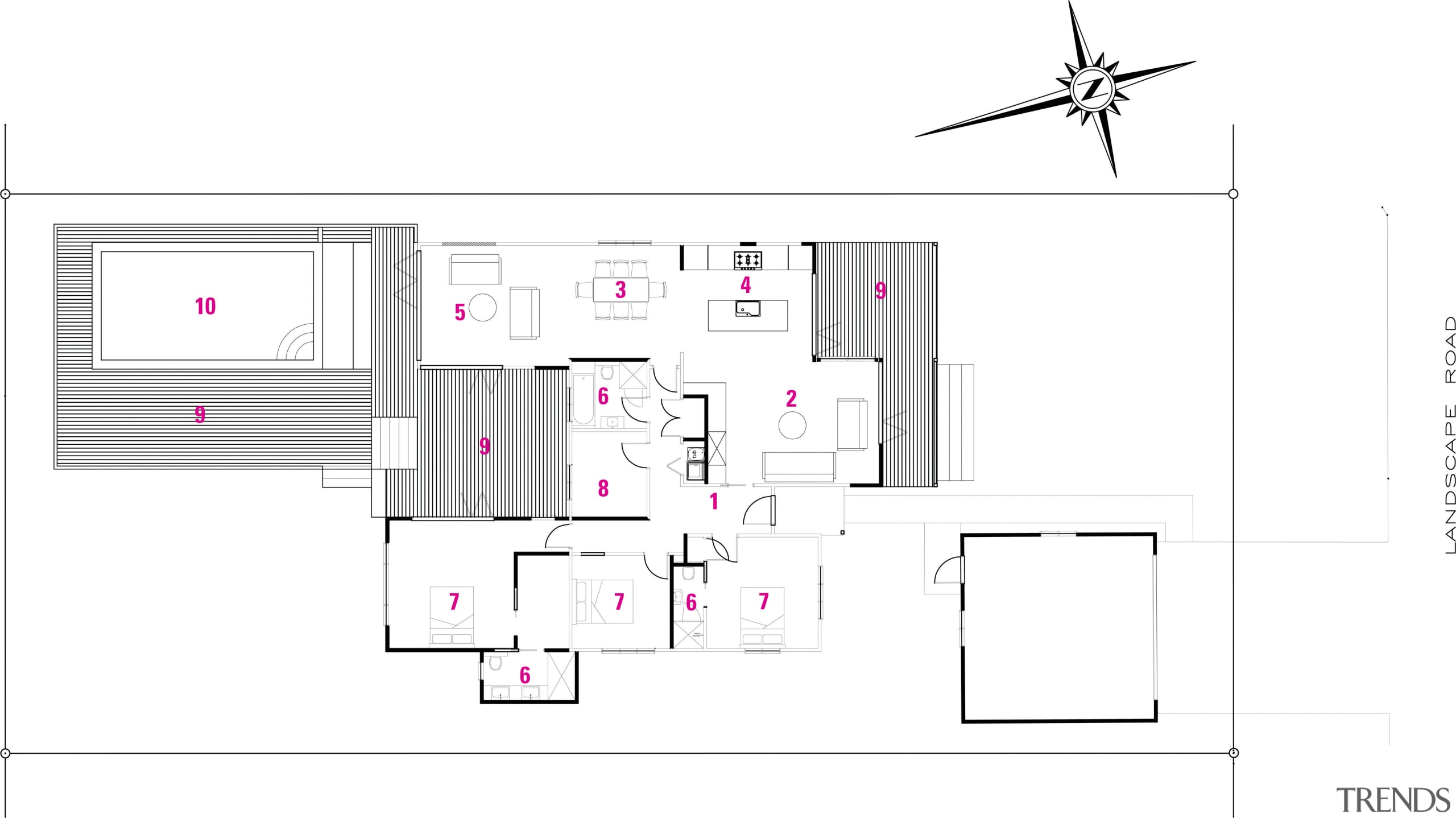 1 entry, 2 lounge, 3 dining, 4 kitchen, area, design, diagram, drawing, floor plan, font, line, plan, product, product design, structure, text, white