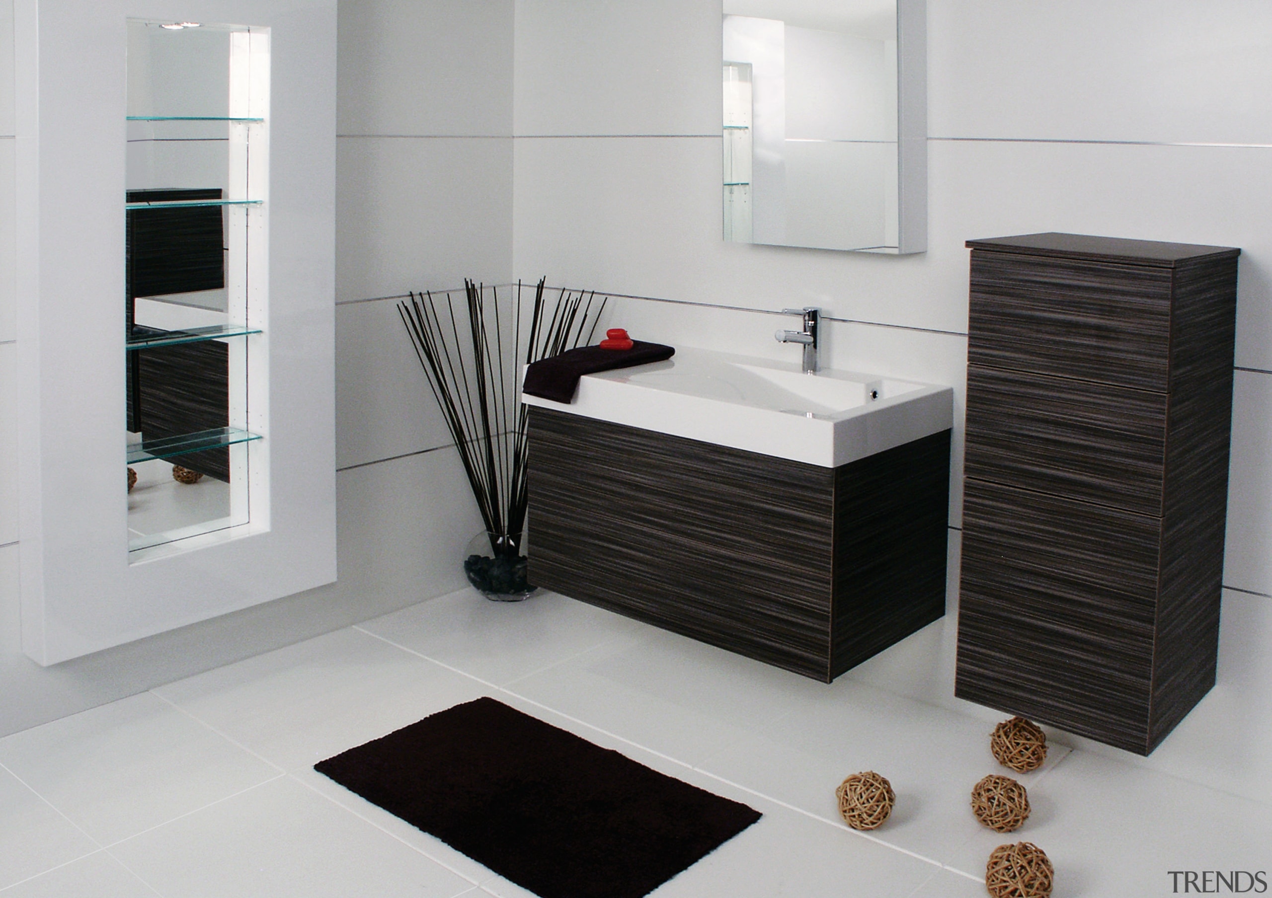 A view of some bathroomware fro Architectural Designer bathroom, bathroom accessory, bathroom cabinet, floor, furniture, product, product design, room, gray