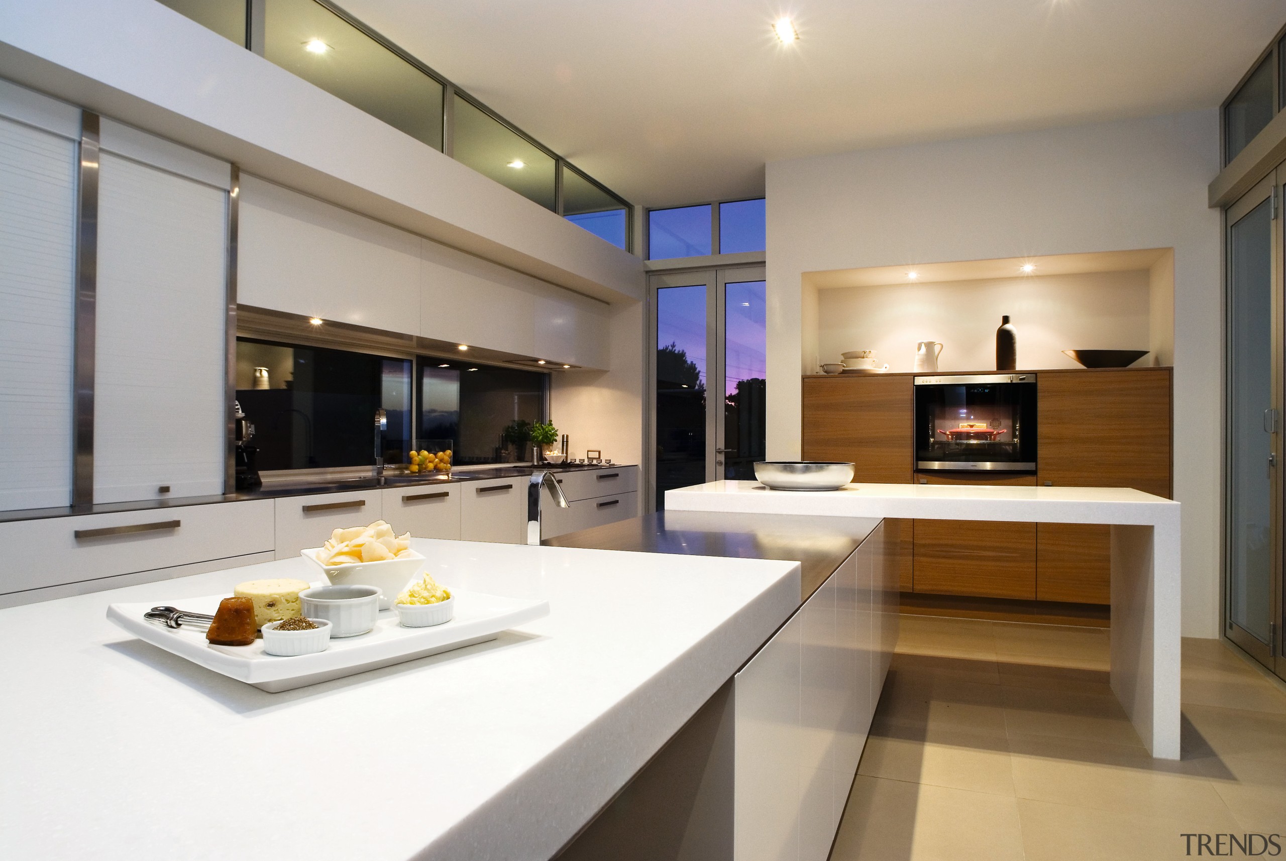 This kitchen, designed by Jude Porter, features 5mm countertop, cuisine classique, interior design, kitchen, real estate, room, white