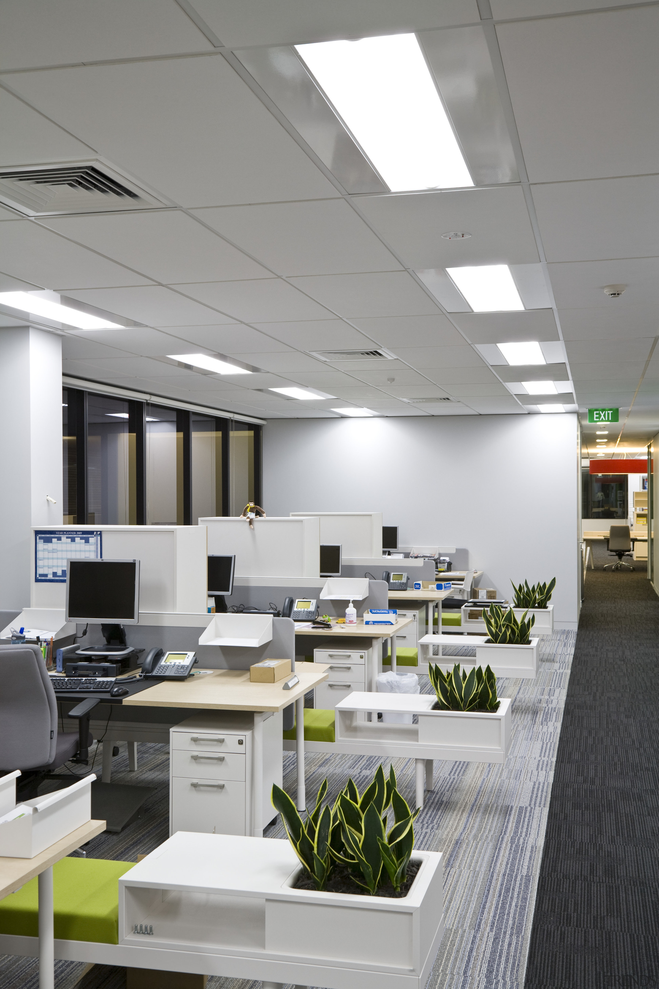 internal view of 3M Head Office part of ceiling, daylighting, interior design, office, product design, gray, white