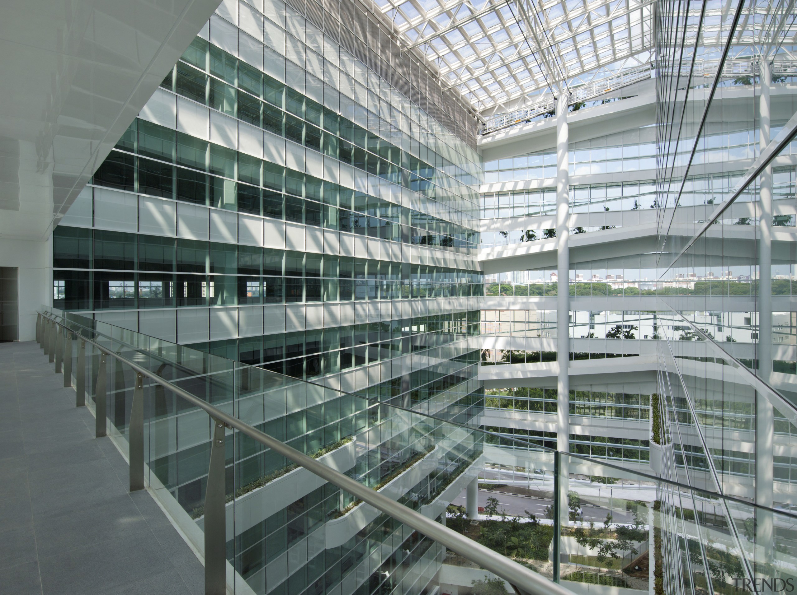 View of Solaris, an ecoskyscraper designed by Ken airport terminal, architecture, building, corporate headquarters, daylighting, glass, headquarters, metropolis, metropolitan area, mixed use, gray