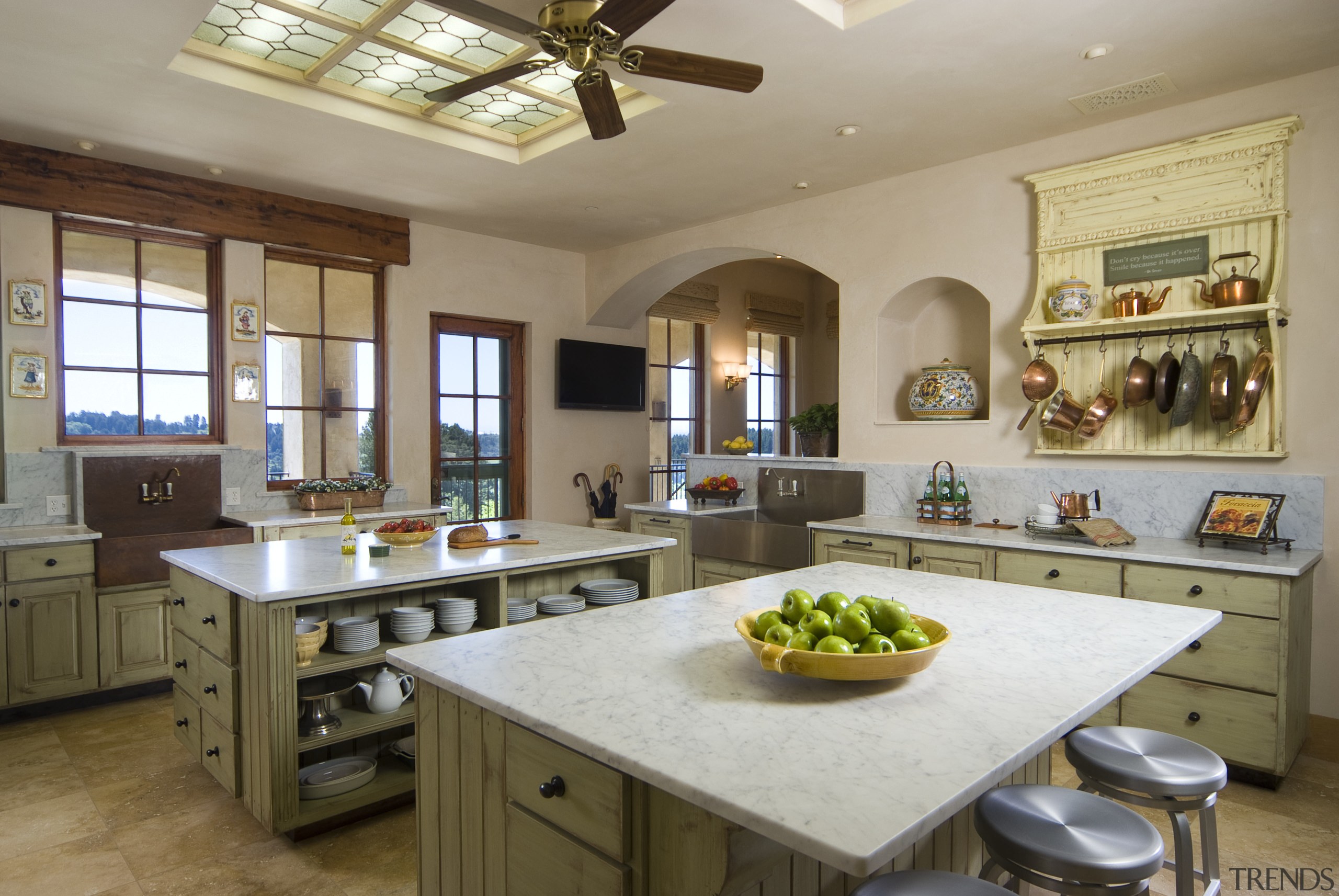 Architect Neil Peoples AIA. Tuscan inspired kitchen. Traditional countertop, cuisine classique, estate, interior design, kitchen, real estate, room, brown, gray