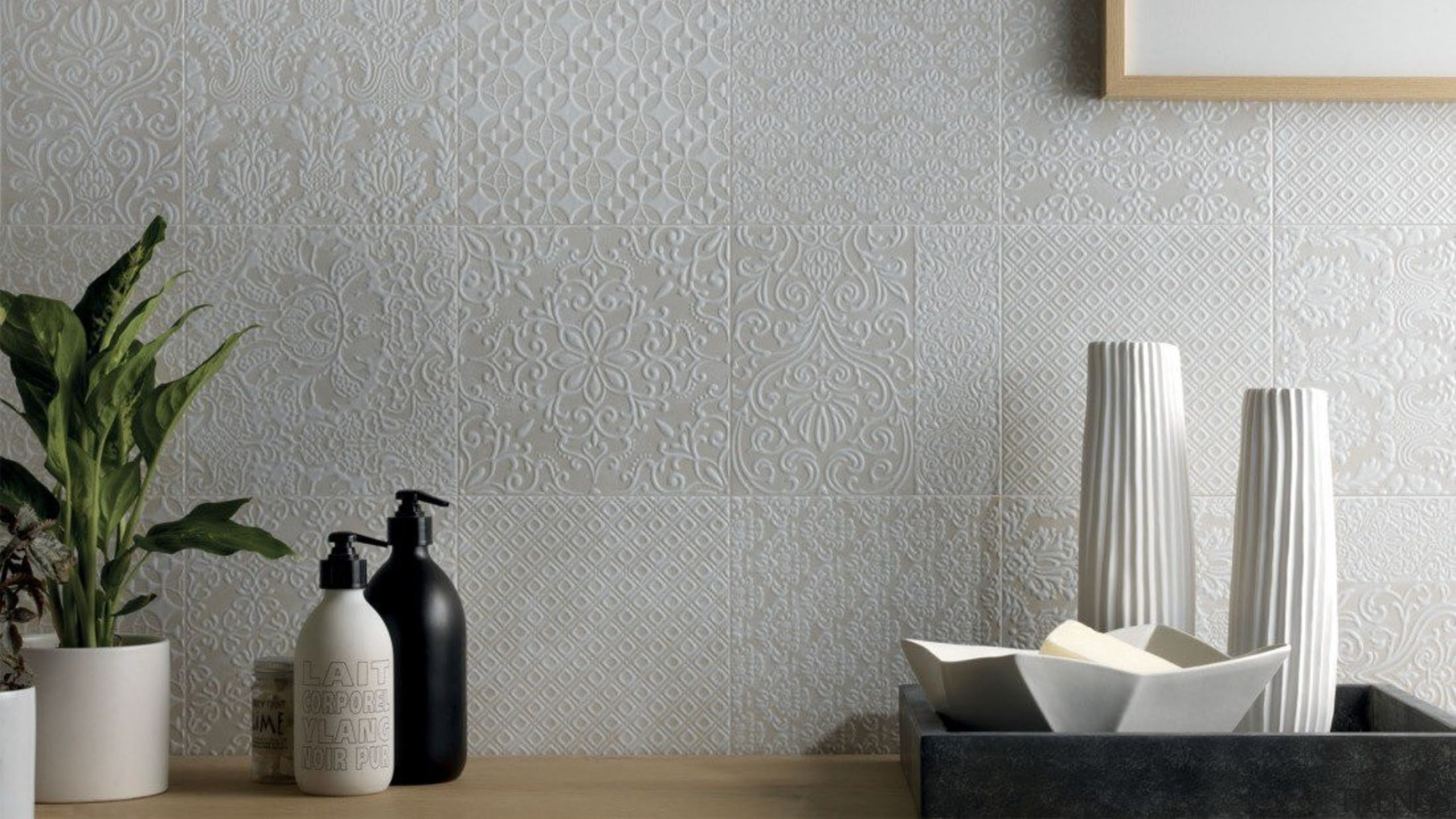 La Chic - ceramic | floor | flooring ceramic, floor, flooring, flowerpot, furniture, interior design, product design, still life photography, tap, tile, wall, wallpaper, gray