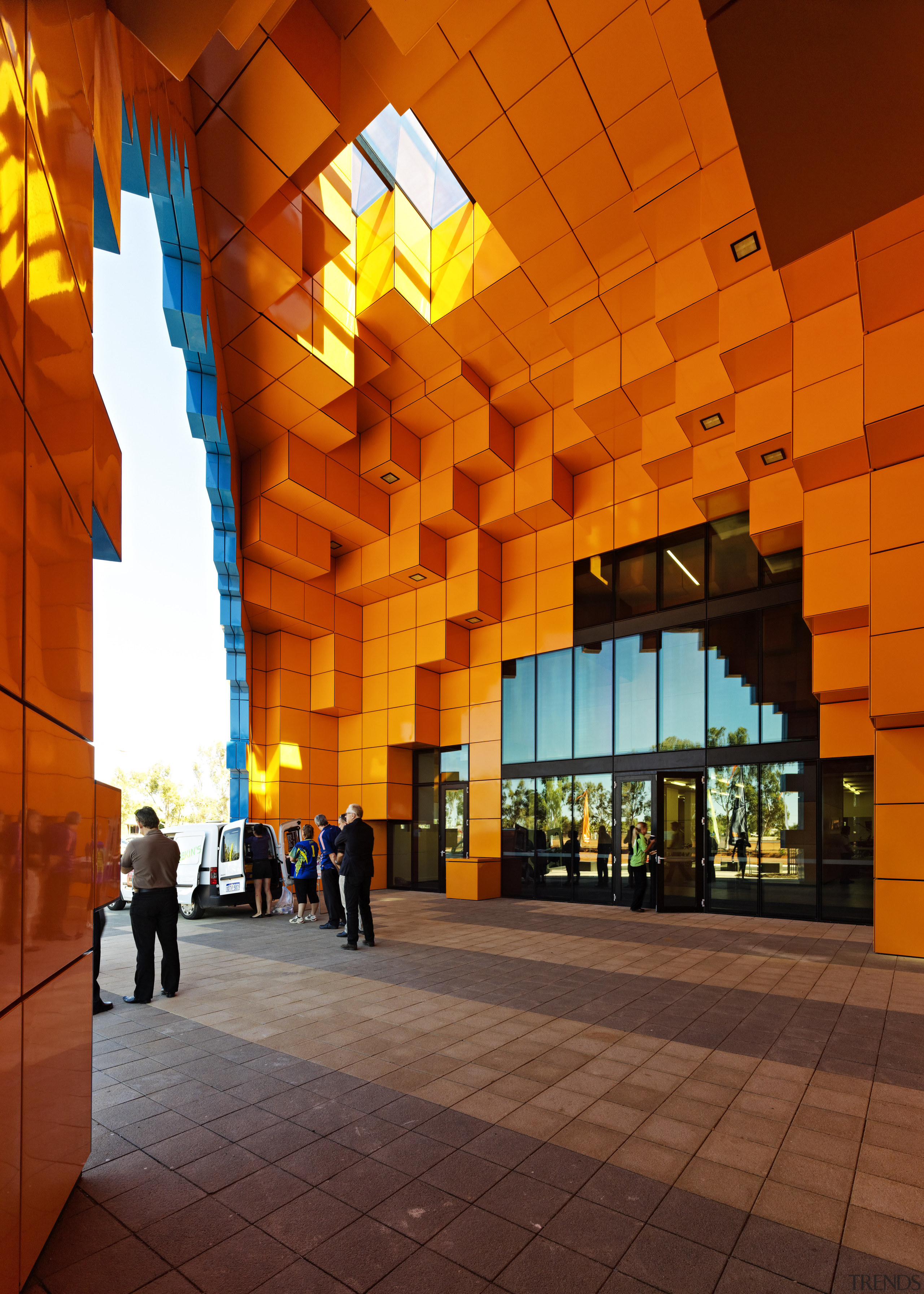 Desert storm  Wanangkura Stadium by ARM Architecture architecture, evening, facade, sky, red