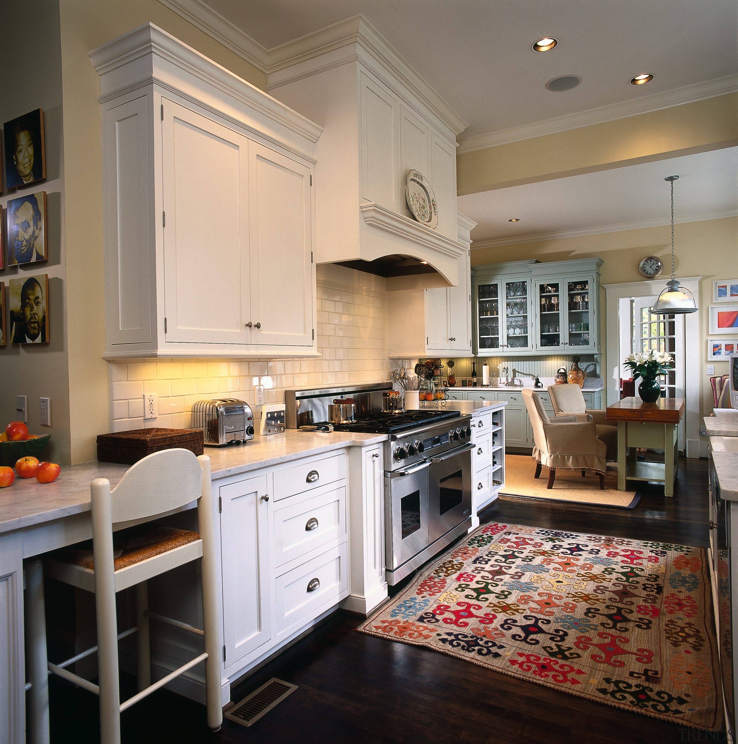 A view of the kitchen area, wooden flooring cabinetry, countertop, cuisine classique, floor, flooring, interior design, kitchen, room, gray