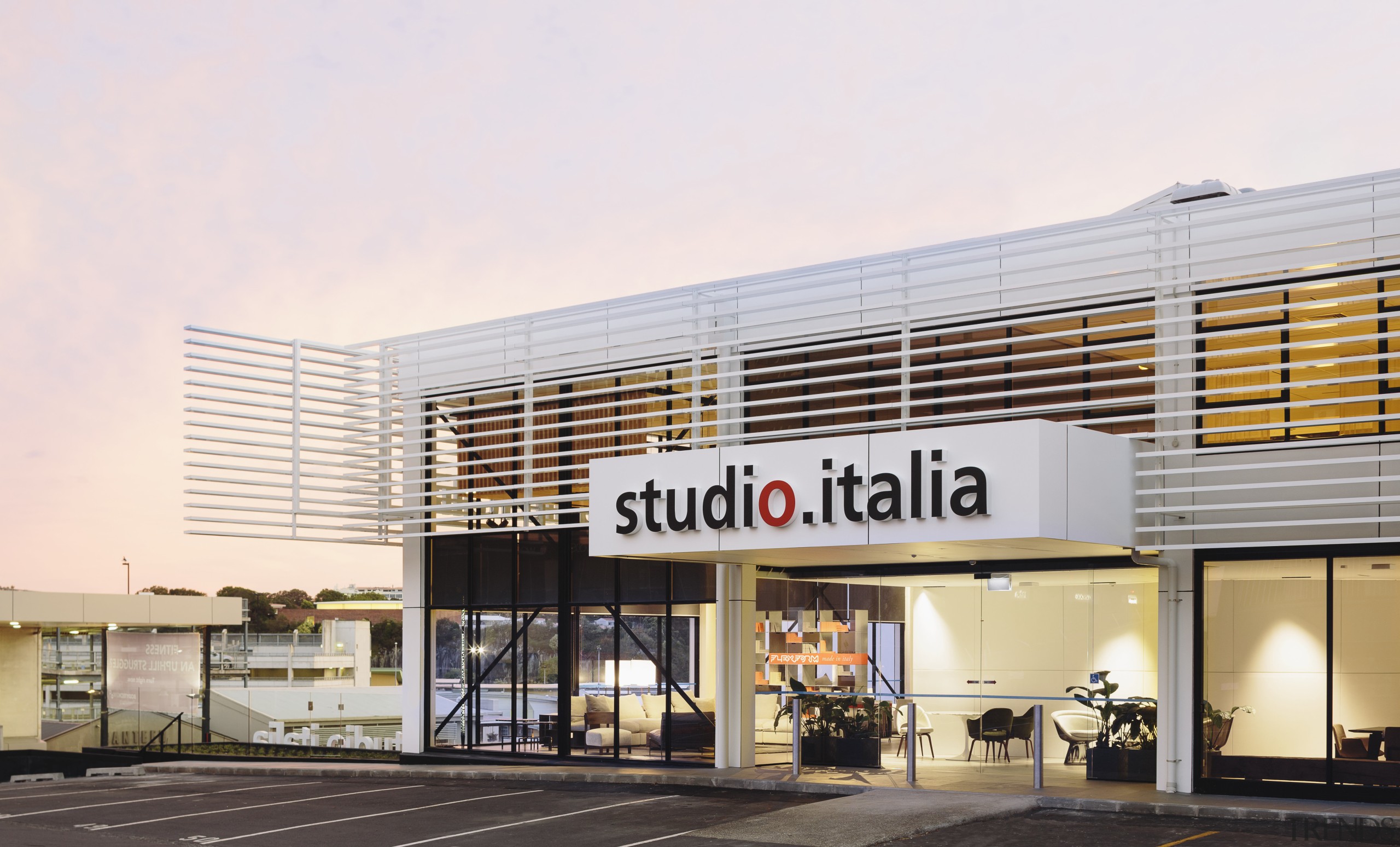The new Studio Italia showroom in Nugent St, building, commercial building, corporate headquarters, facade, mixed use, outlet store, real estate, white