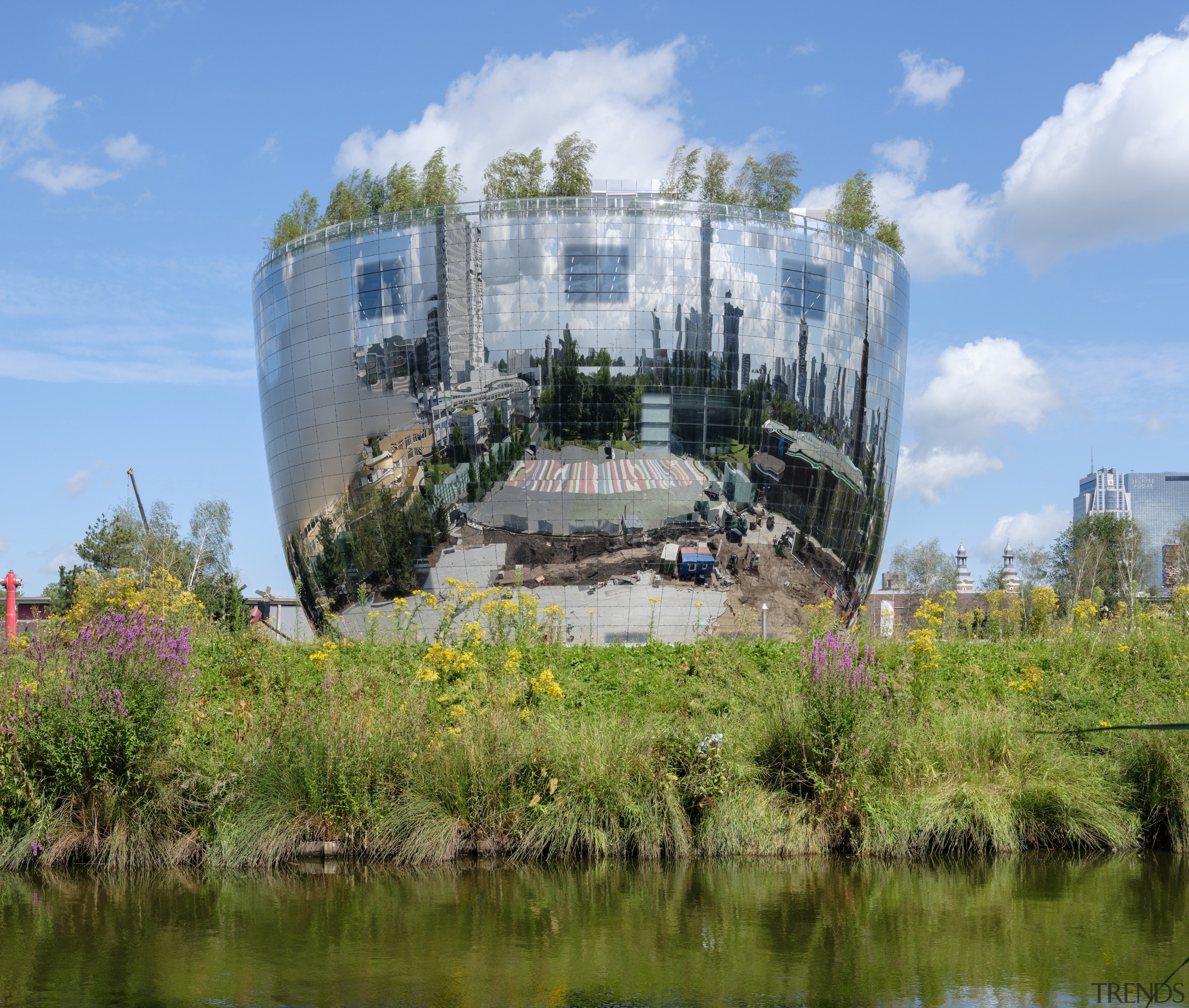 In a unique and iconic reflective building, specially 