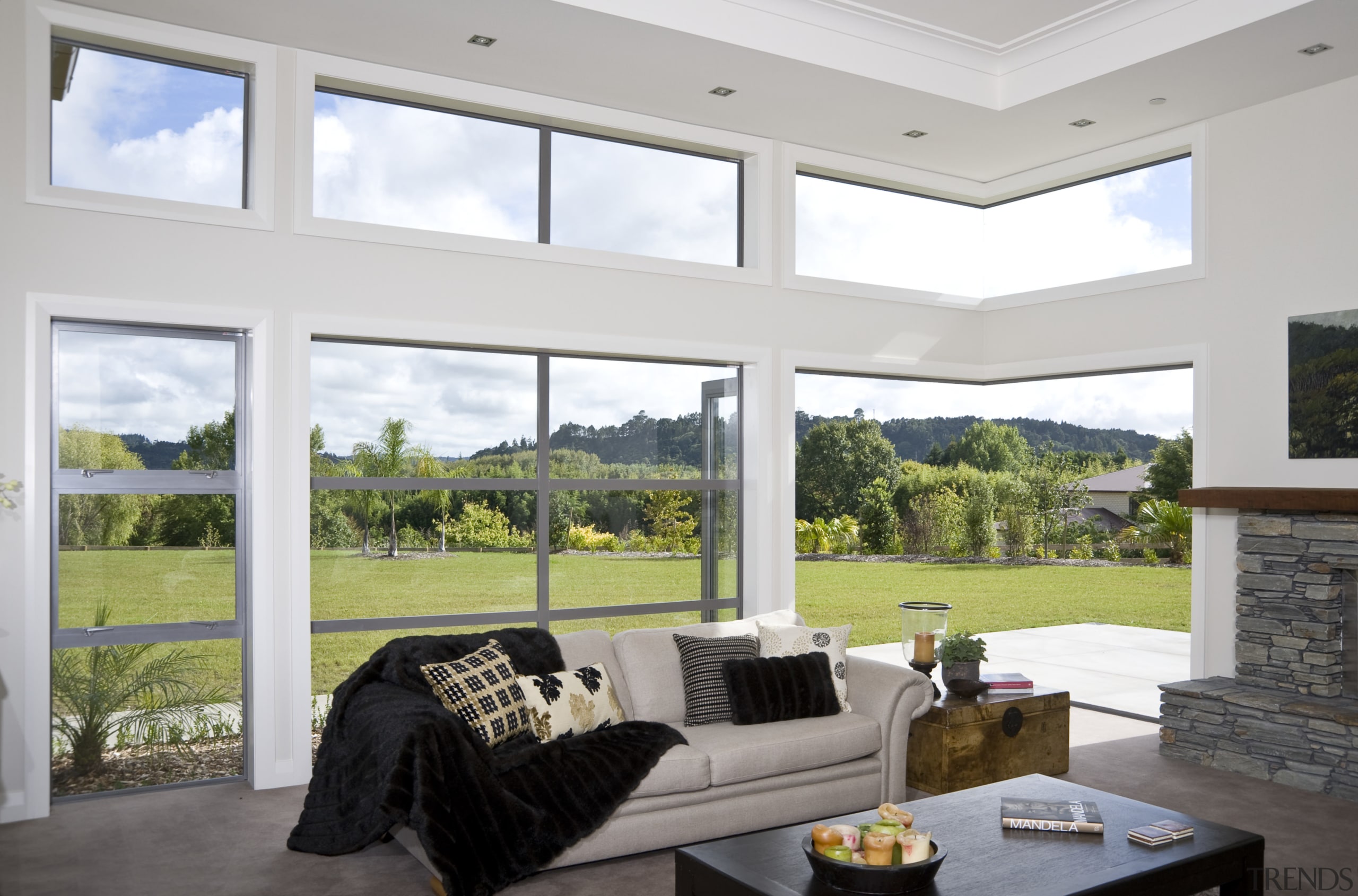 Image of Rylock windows and doors installed high-end ceiling, daylighting, estate, home, house, interior design, living room, real estate, window, gray