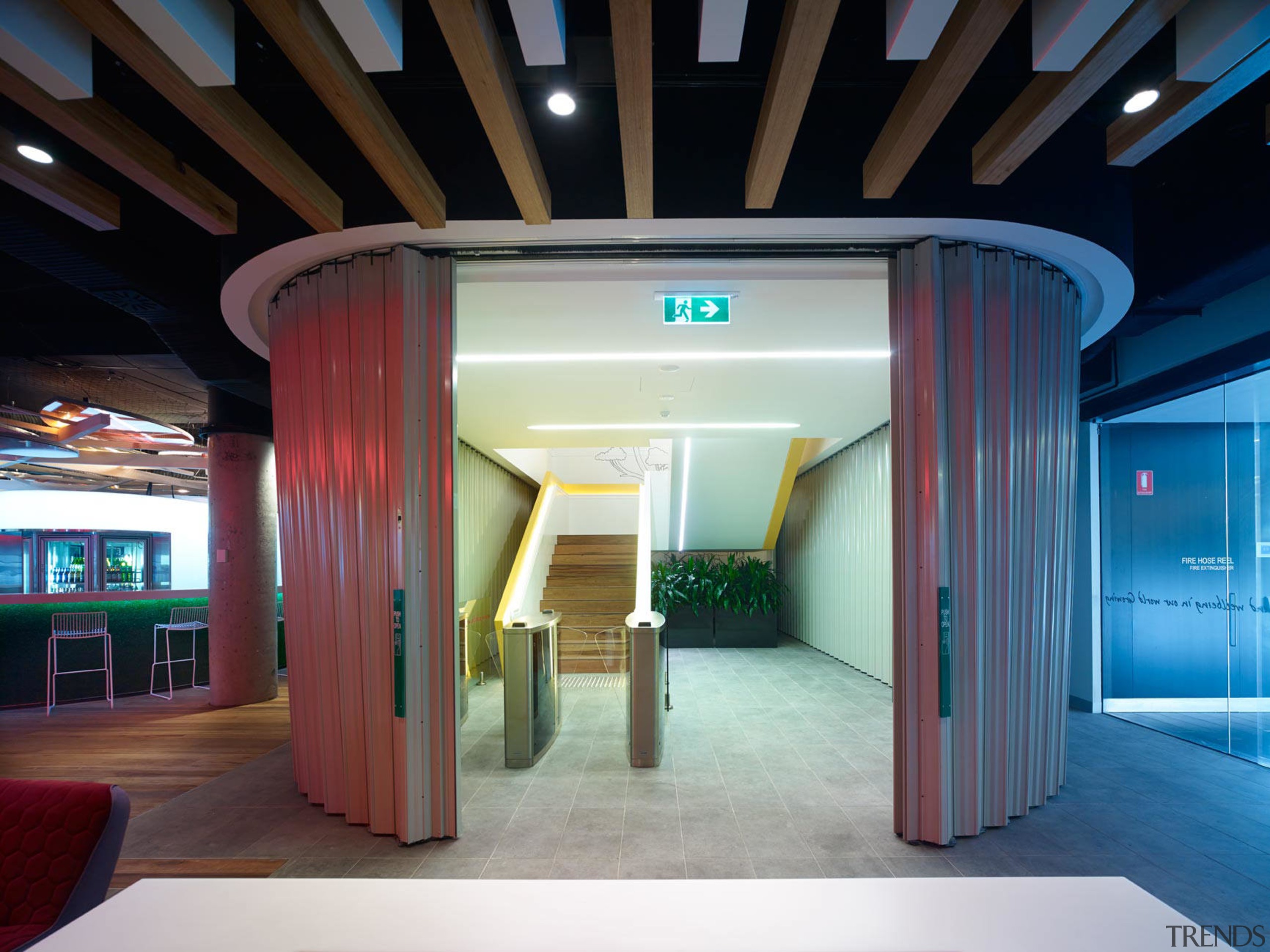 Fire-rated solution from Won-Door - Fire-rated solution from architecture, ceiling, interior design, lobby, black