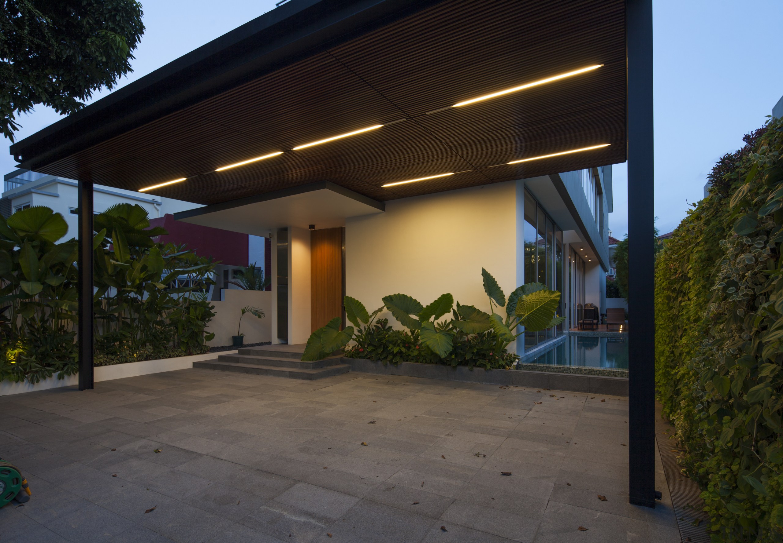 A few simple, assertive design strokes can transform architecture, estate, facade, home, house, outdoor structure, property, real estate, roof, shade, black, brown