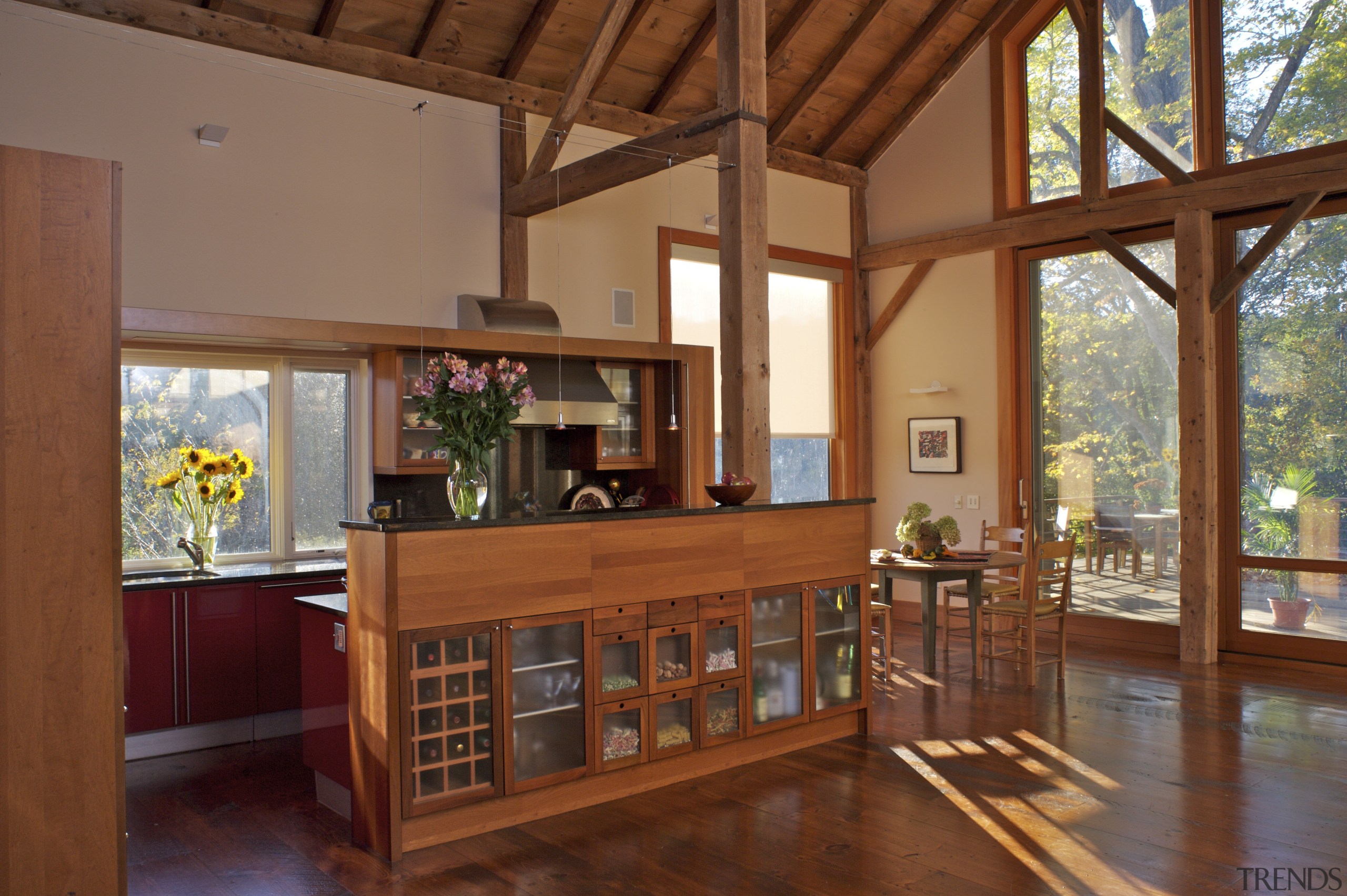 View of the Kitchen area showing the windows ceiling, dining room, estate, floor, flooring, hardwood, home, house, interior design, living room, real estate, room, window, wood, wood flooring, brown