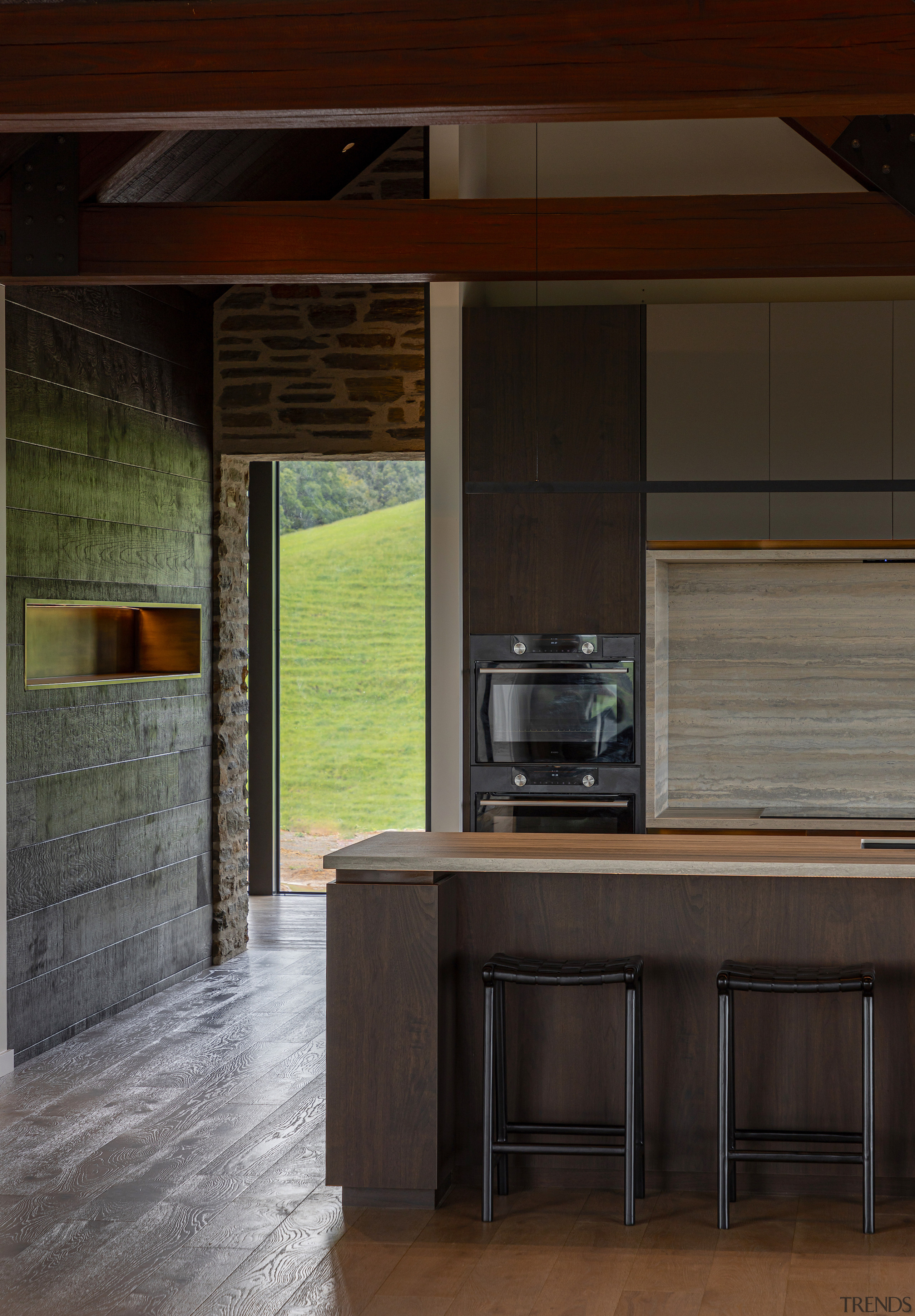 A refined display shelf is positioned close to 