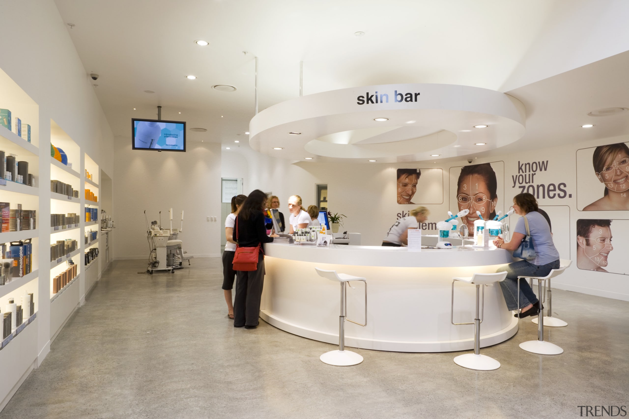 A sleek, European-style minimalism is evident in this institution, interior design, service, gray