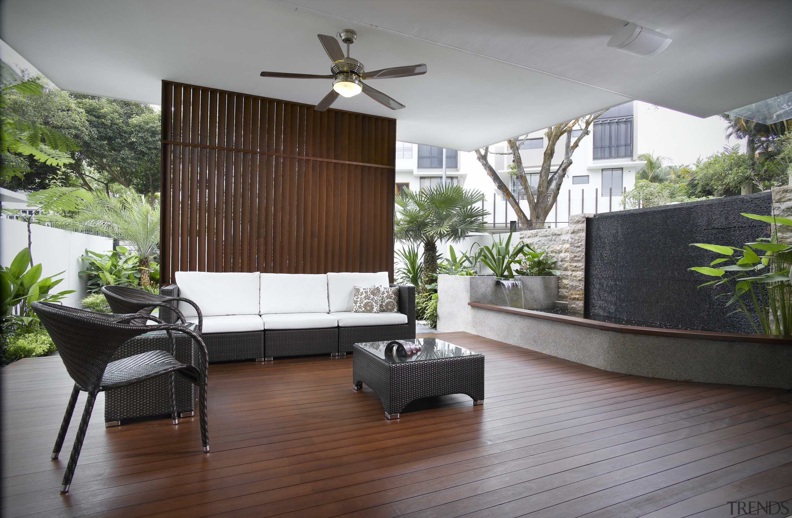 View of the varandah - View of the architecture, balcony, daylighting, floor, flooring, hardwood, home, house, interior design, laminate flooring, living room, property, real estate, roof, window, wood, wood flooring, gray