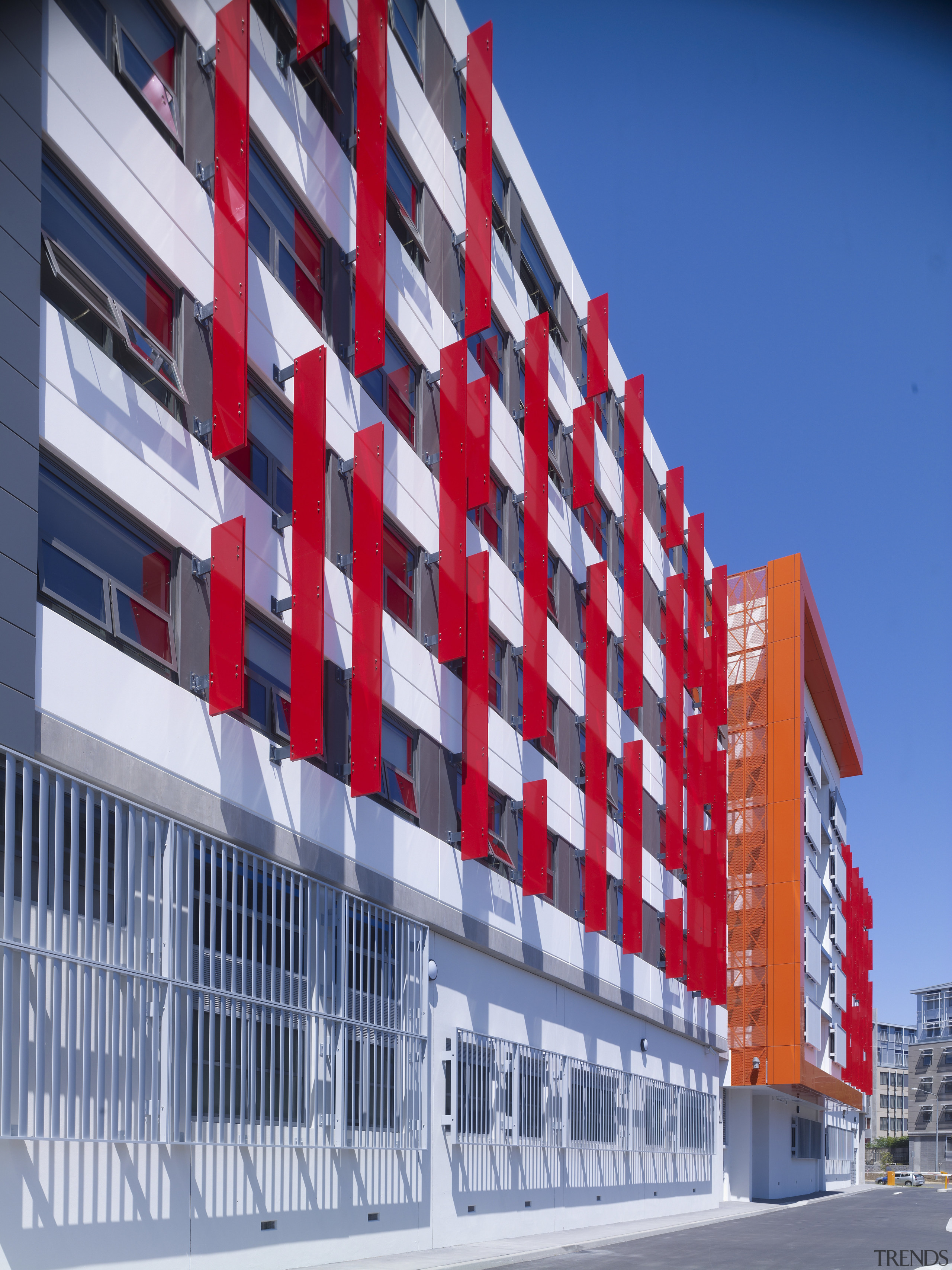 Kinloch Lodge, ANU Exchange, Canberra - Kinloch Lodge, architecture, building, commercial building, condominium, corporate headquarters, daytime, elevation, facade, flag, headquarters, landmark, line, metropolis, metropolitan area, mixed use, residential area, sky, structure, blue, gray