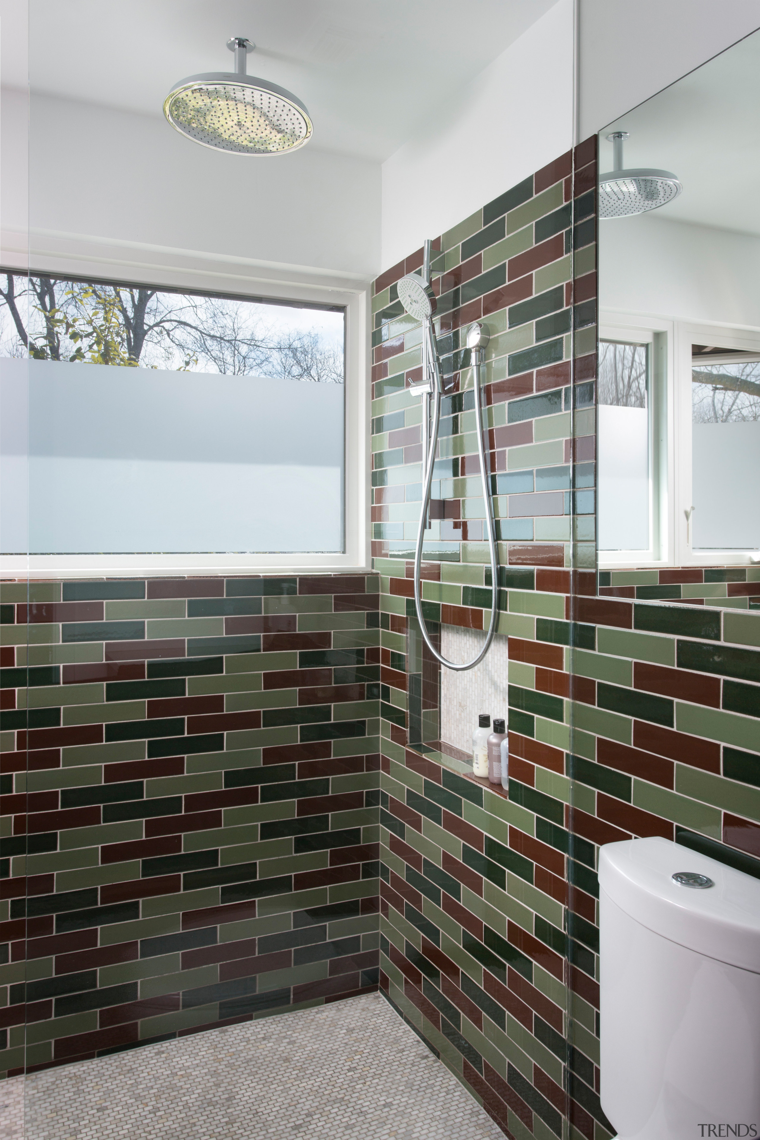 Small bathroom transformed with handmade tiles  - bathroom, floor, flooring, home, interior design, room, tile, wall, gray