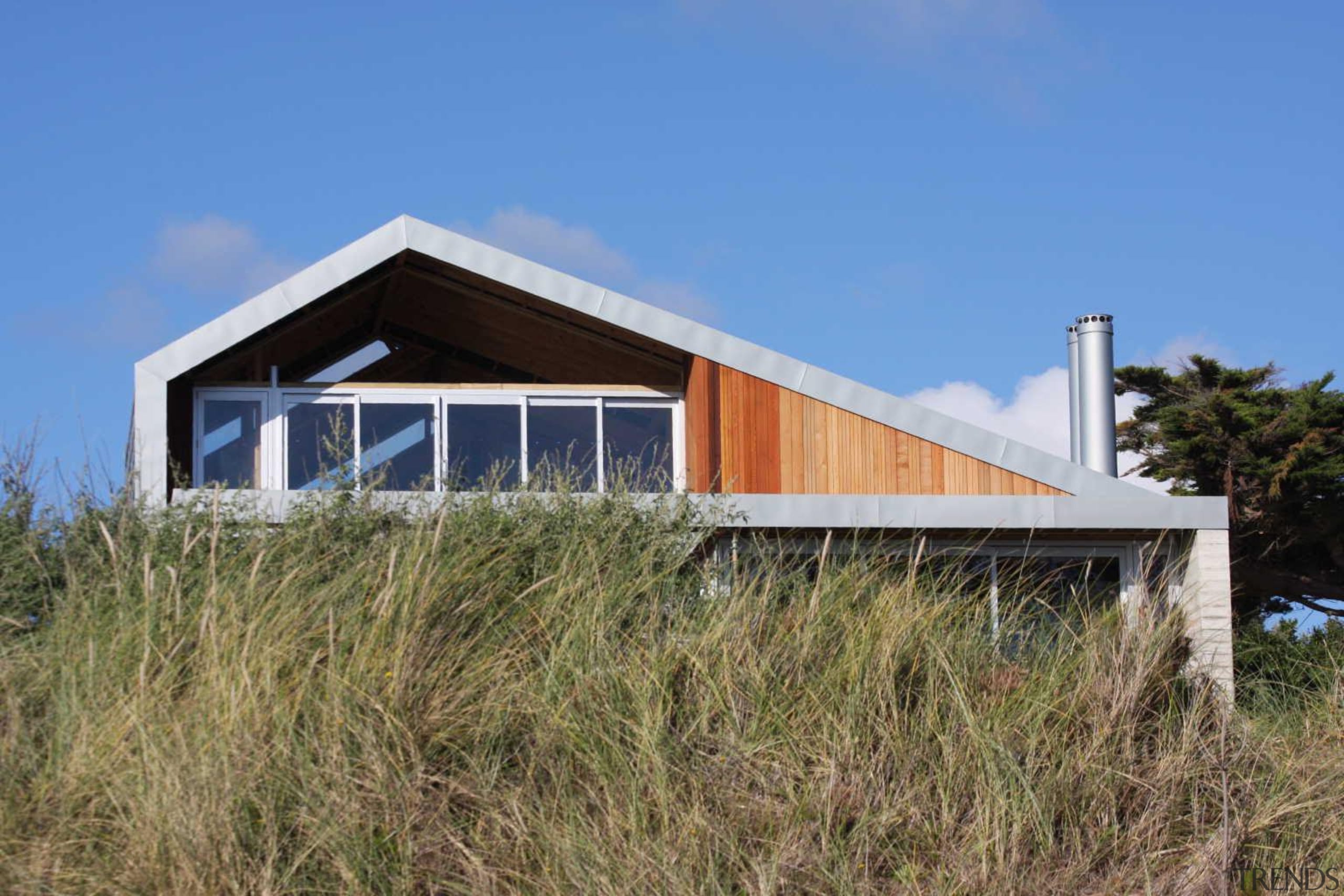 Zinc, copper or aluminium products from Euro Metails architecture, cottage, facade, home, house, property, real estate, shed, teal, brown