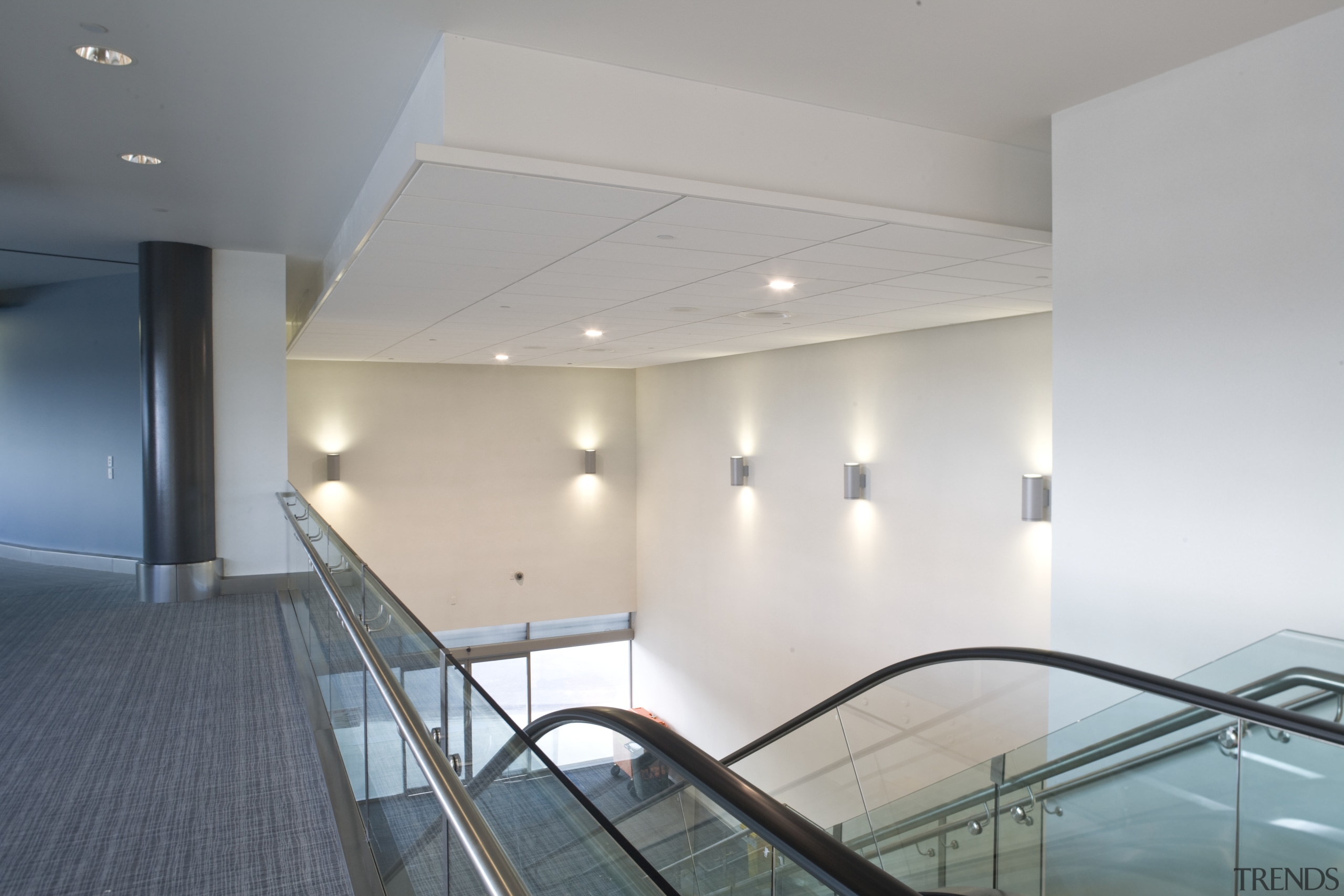 Images of the new ceilings at Auckland International apartment, architecture, ceiling, daylighting, estate, floor, glass, handrail, interior design, leisure centre, property, real estate, window, gray