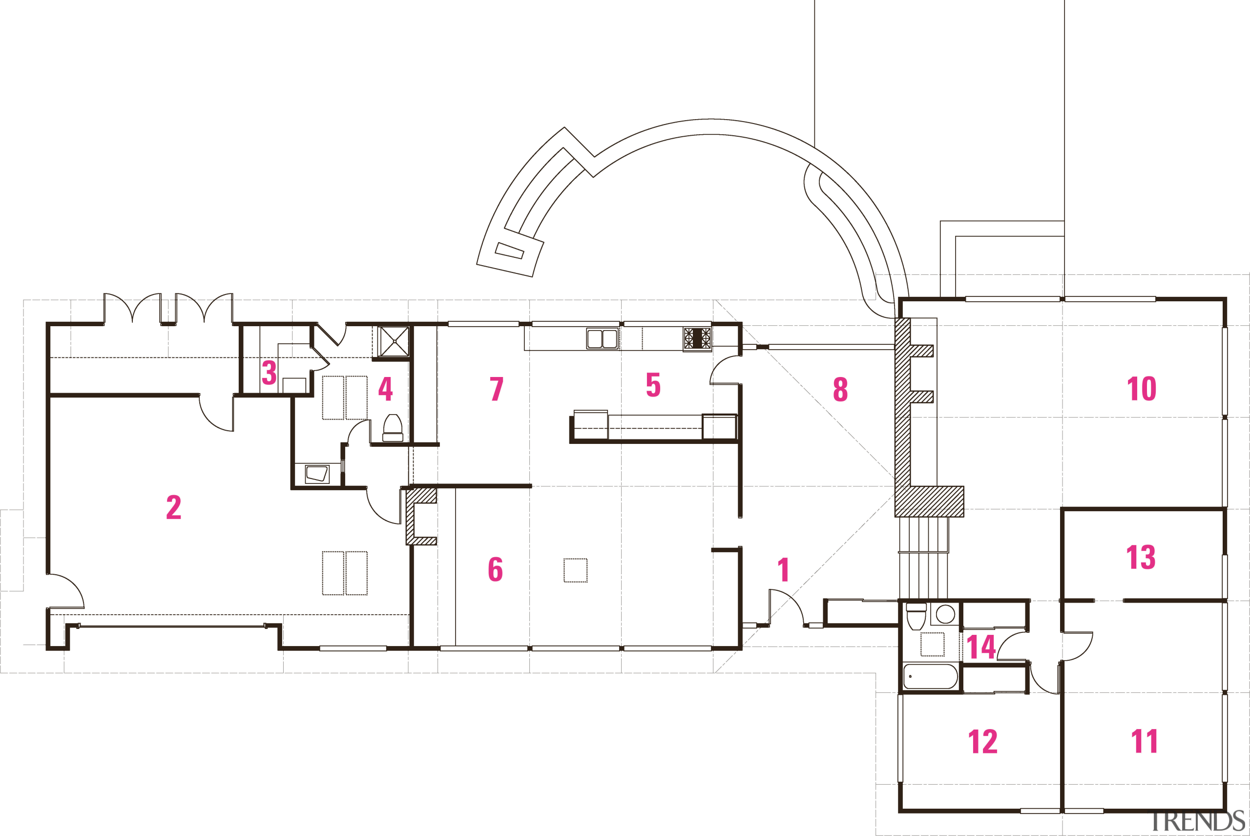 Post and beam house plan before renovation - architecture, area, design, diagram, drawing, floor plan, line, plan, product, product design, purple, white