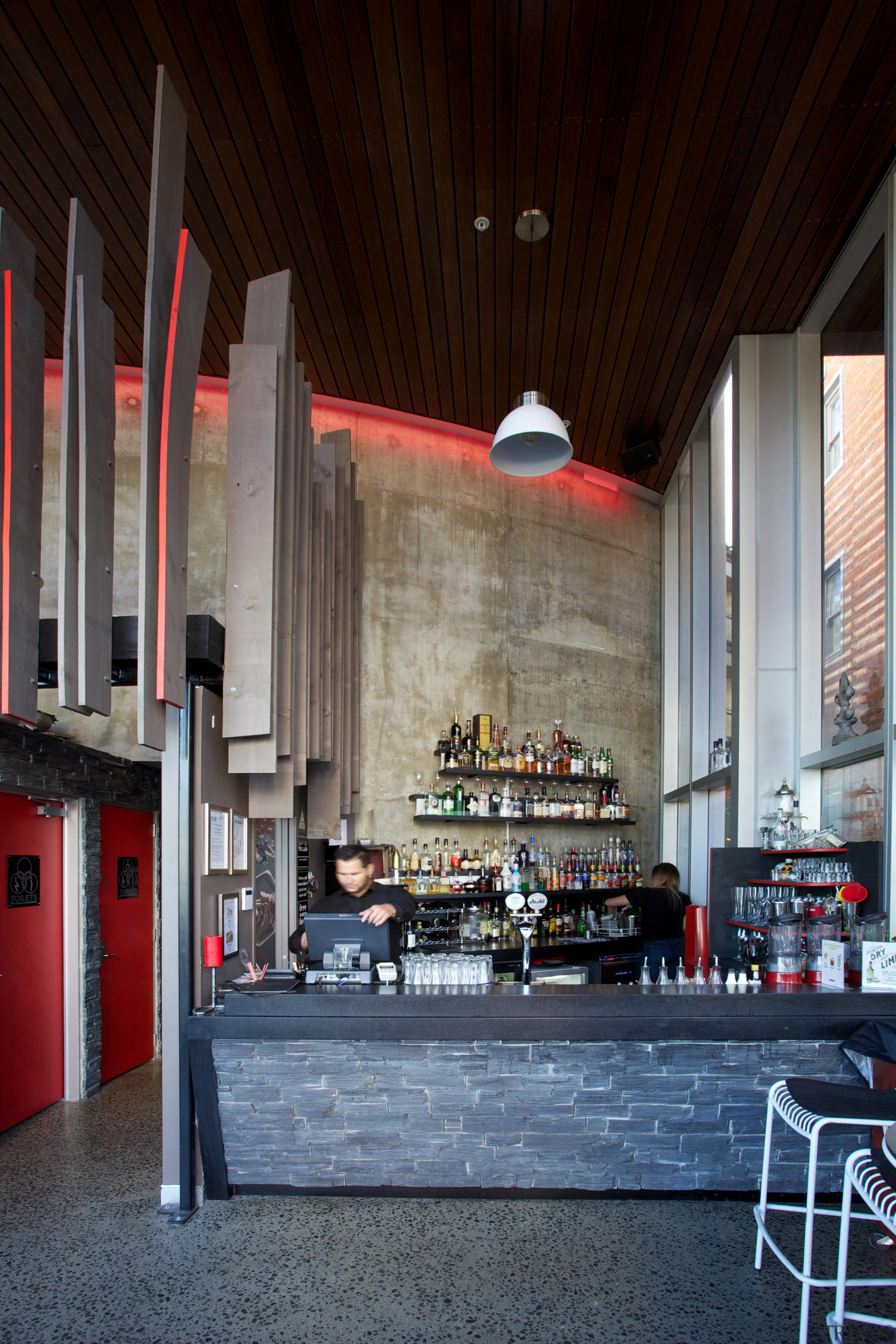 The oval concrete cylinder forming the main structural architecture, interior design, structure, black, gray