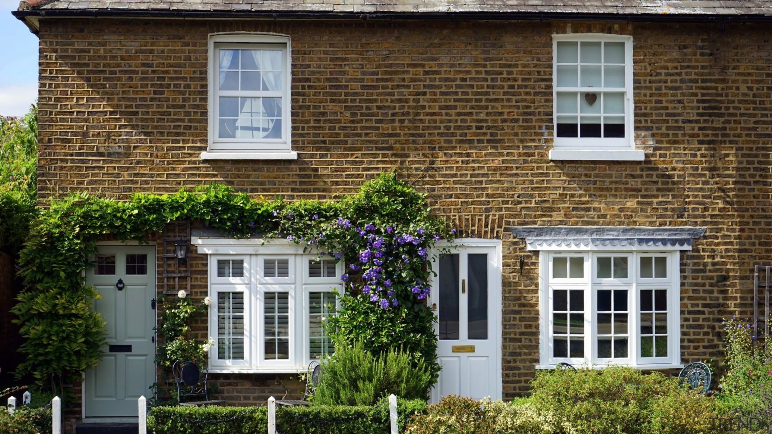 With space limited in a smaller garden, you architecture, brick, brickwork, building, cottage, door, facade, home, house, neighbourhood, plant, property, real estate, residential area, roof, sash window, shrub, tree, wall, window, brown