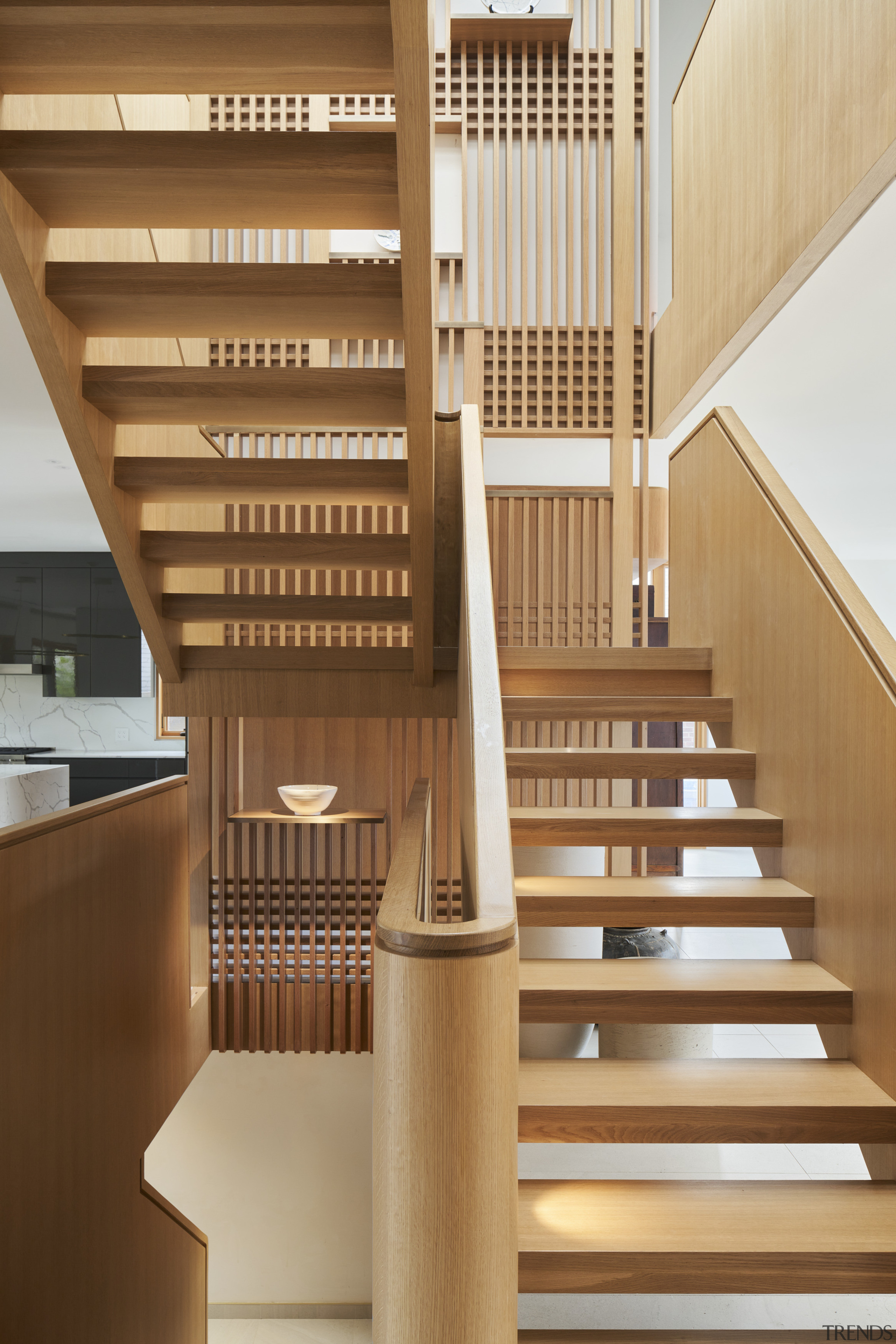 Front view of the timber staircase that helps 