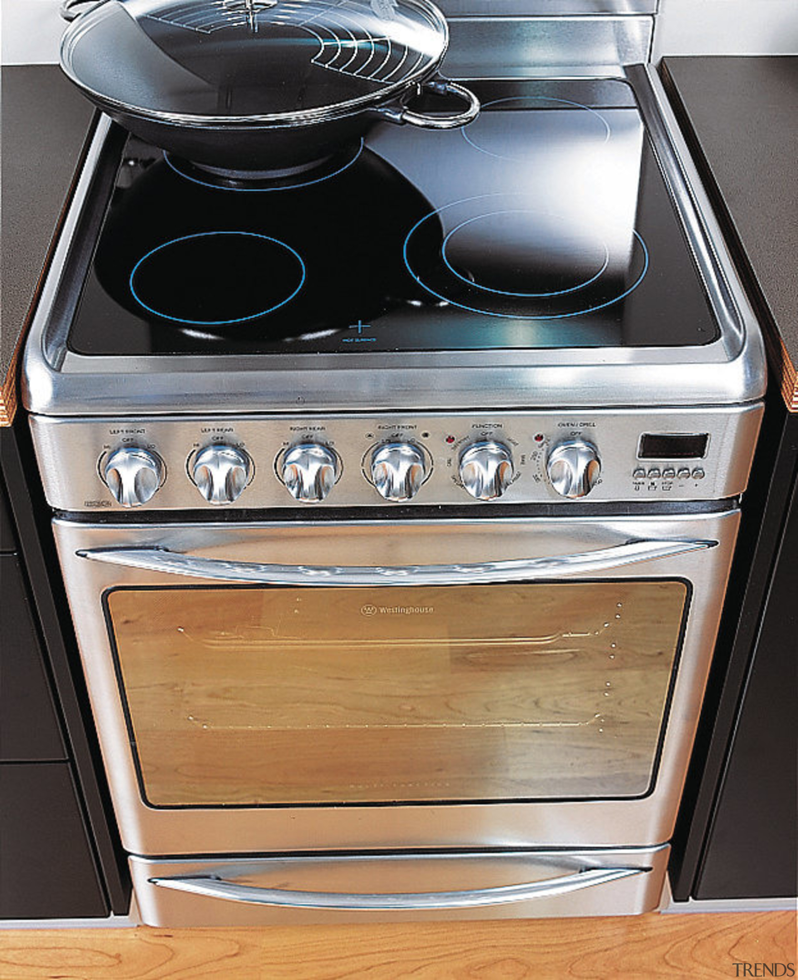 Freestanding electric oven with ceramic cooktop, in a gas stove, home appliance, kitchen appliance, kitchen stove, major appliance, oven, stove, black