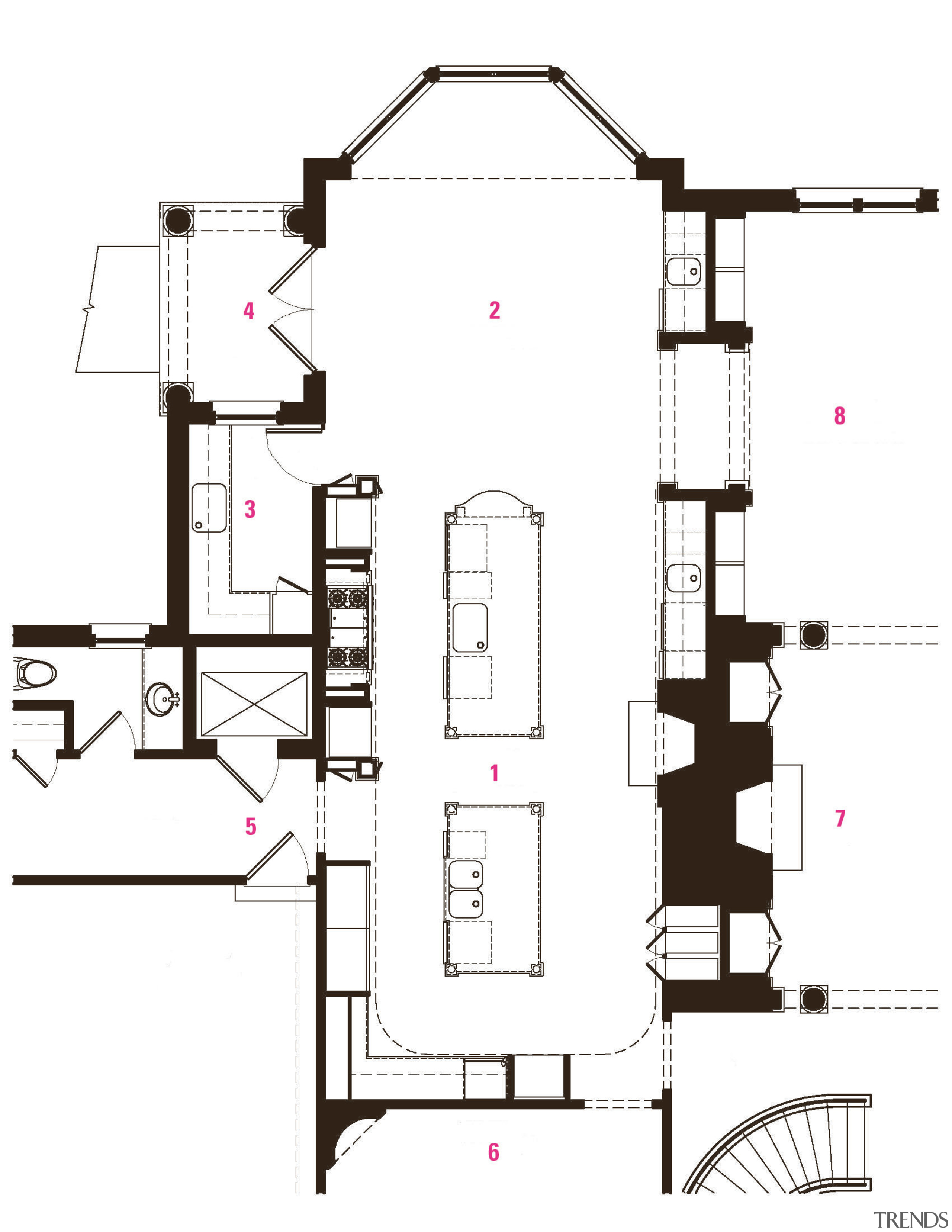 A large addition has increased the size of area, design, diagram, drawing, floor plan, font, line, plan, product design, residential area, structure, white