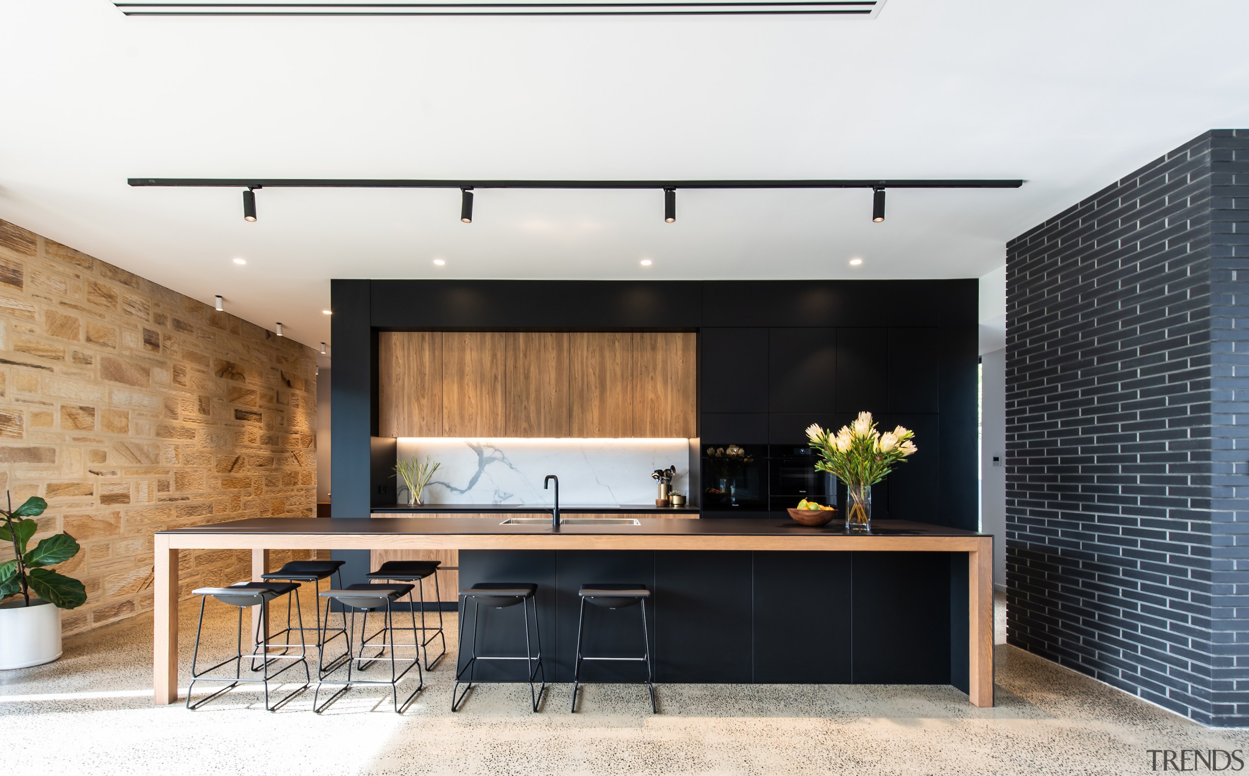 The kitchen makes a feature statement overlooking, as 