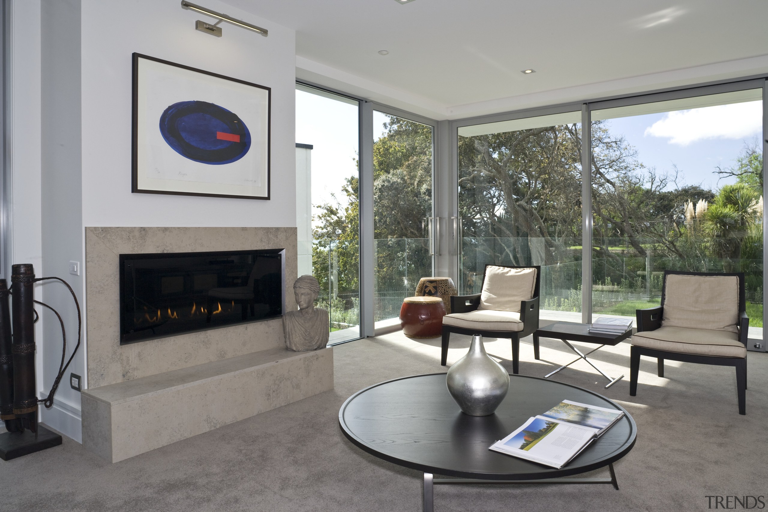 View of a gas fireplace in the White floor, house, interior design, living room, real estate, window, gray