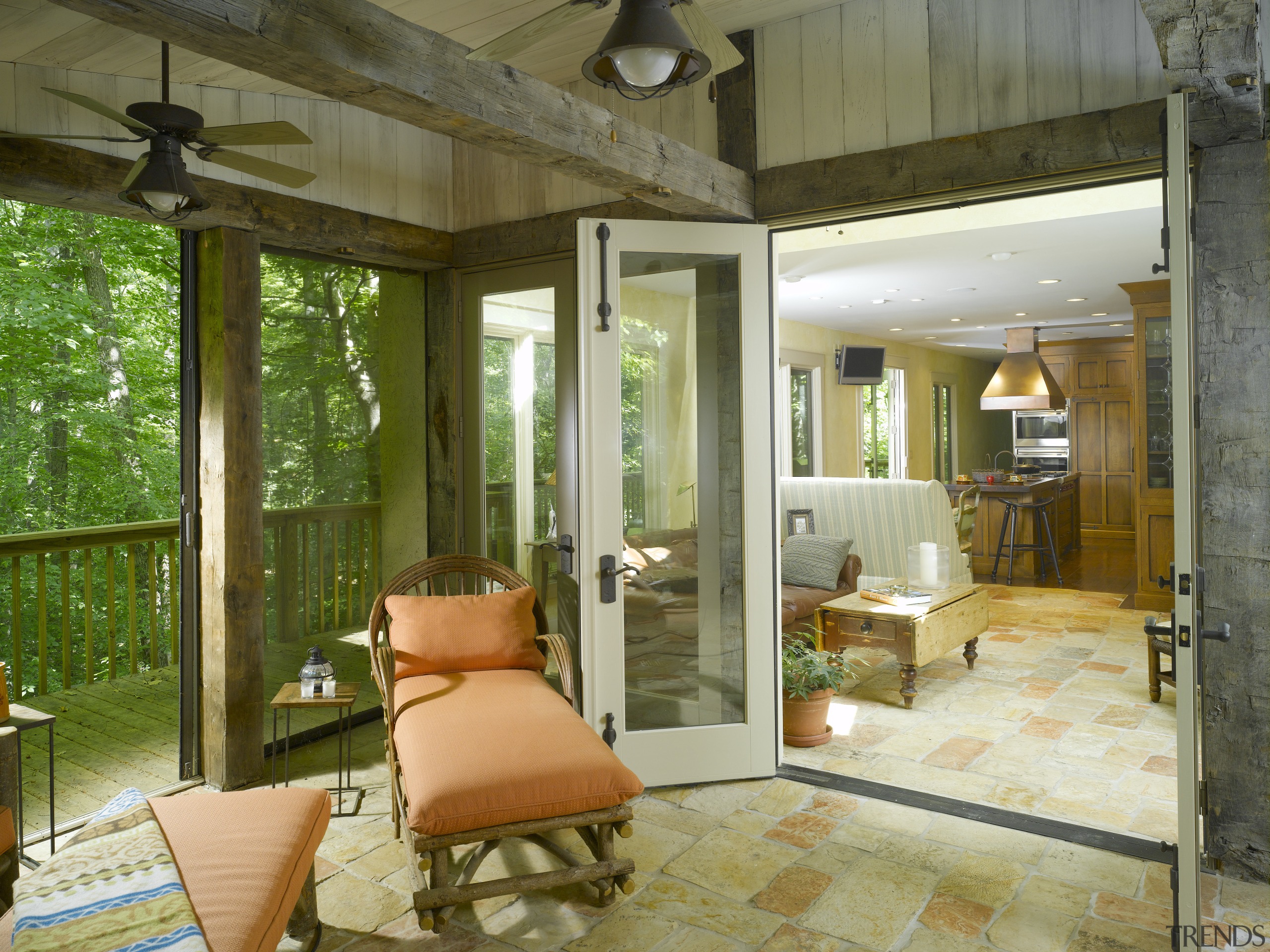 View of the conservatory looking into the kitchen ceiling, estate, home, house, interior design, living room, real estate, brown