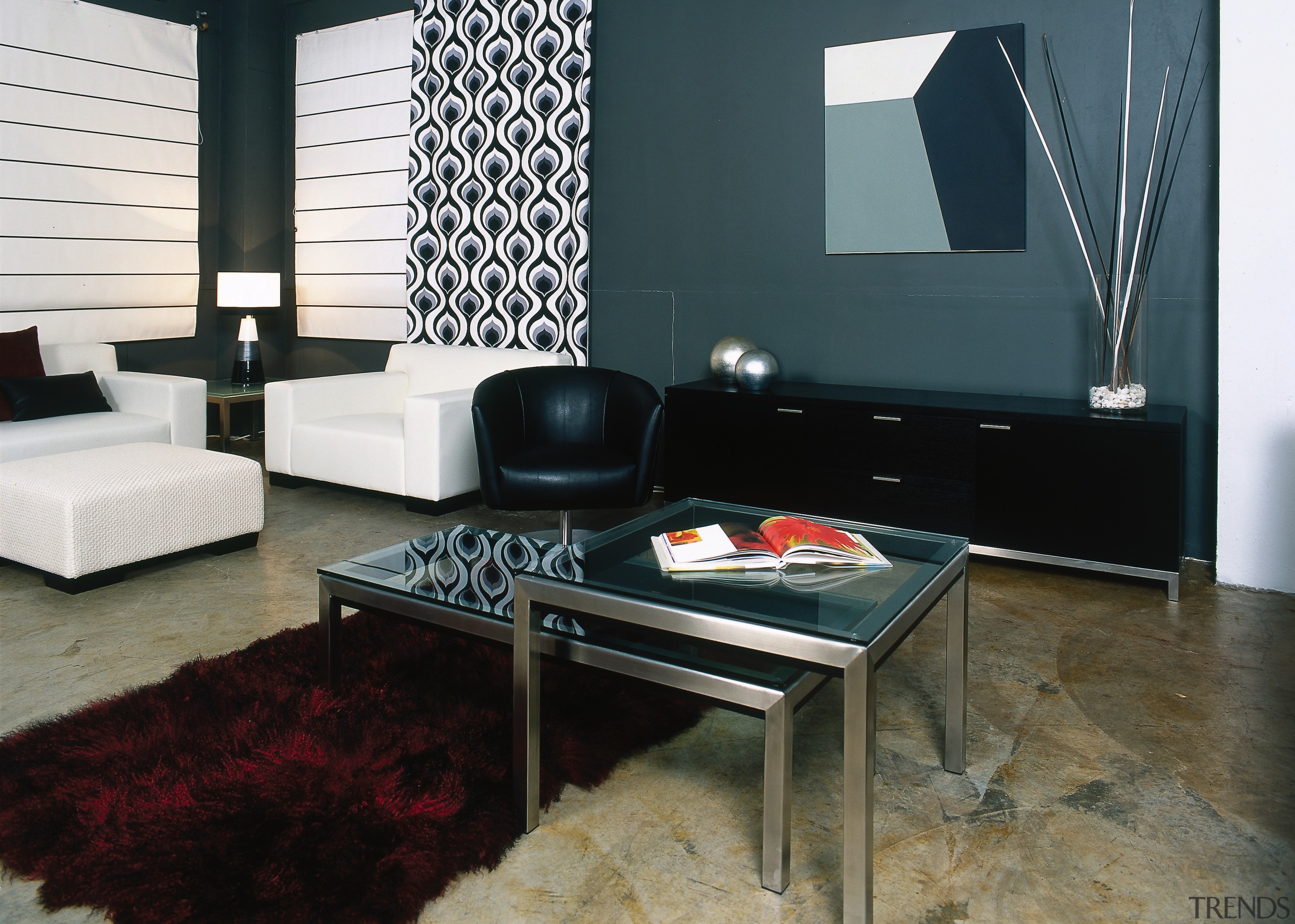 View of this living area - View of coffee table, floor, flooring, furniture, interior design, living room, room, table, wall, black