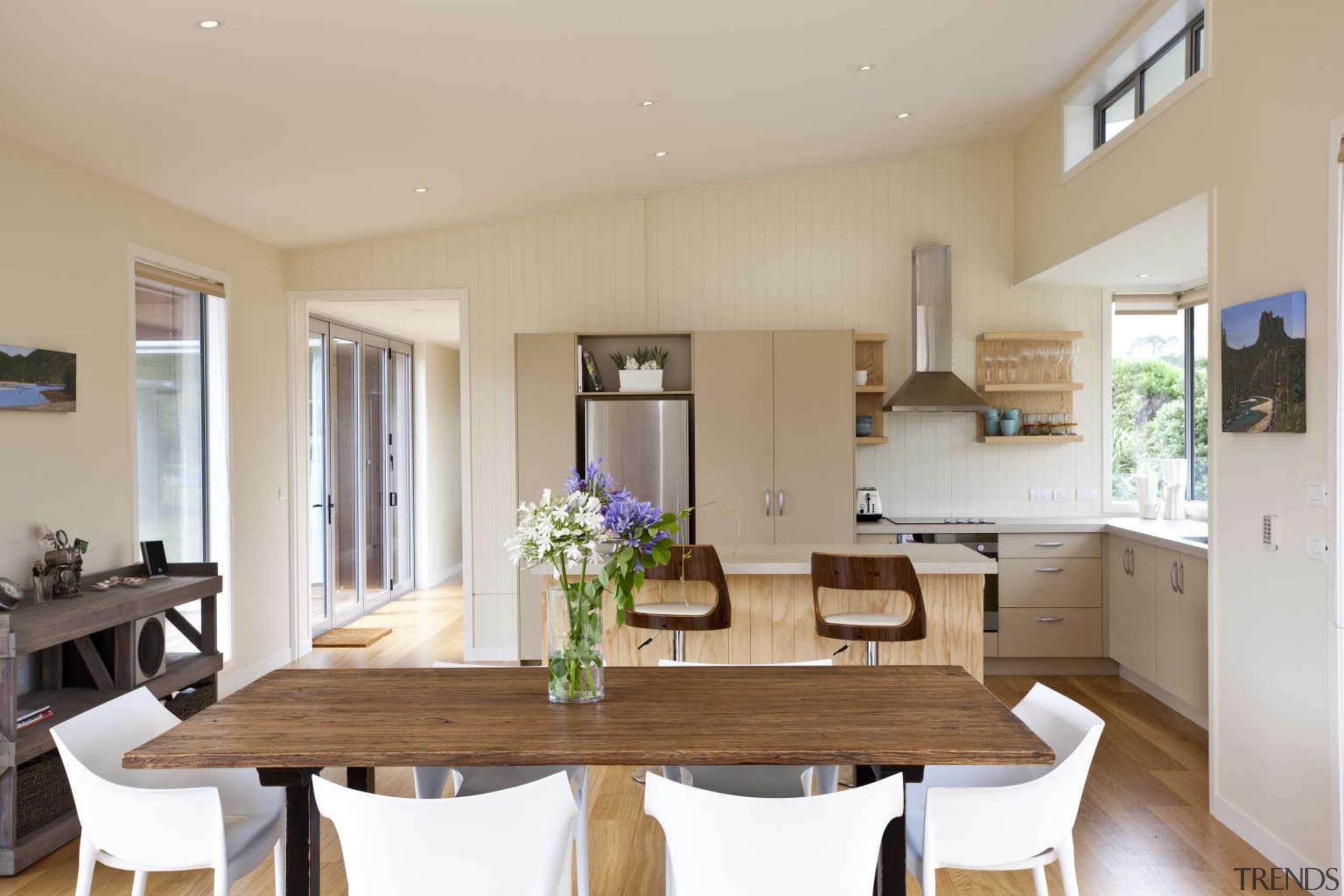 Dining room contemporary timber table - Dining Room countertop, dining room, interior design, kitchen, property, real estate, room, table, gray