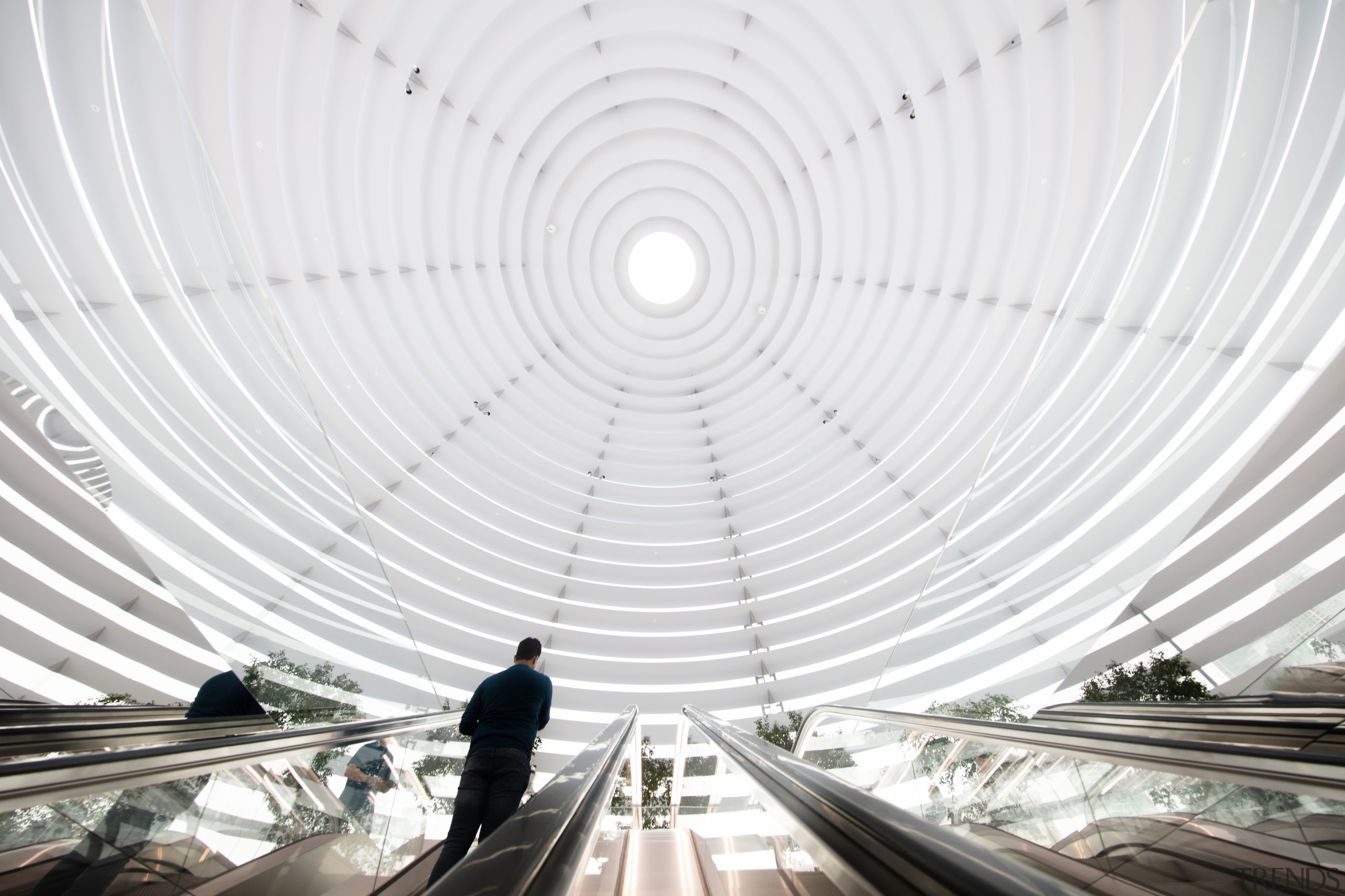 At the top a semi-opaque oculus provides a 