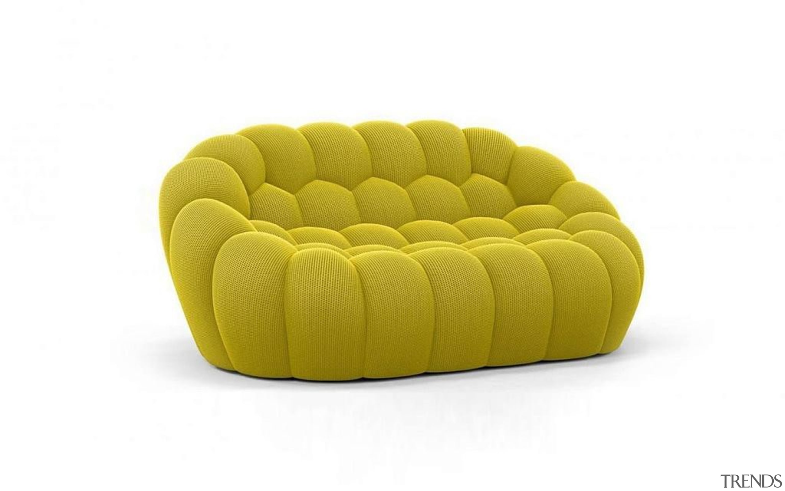 Designed by Sacha Lakic for Parisian design house chair, couch, furniture, product, yellow, white