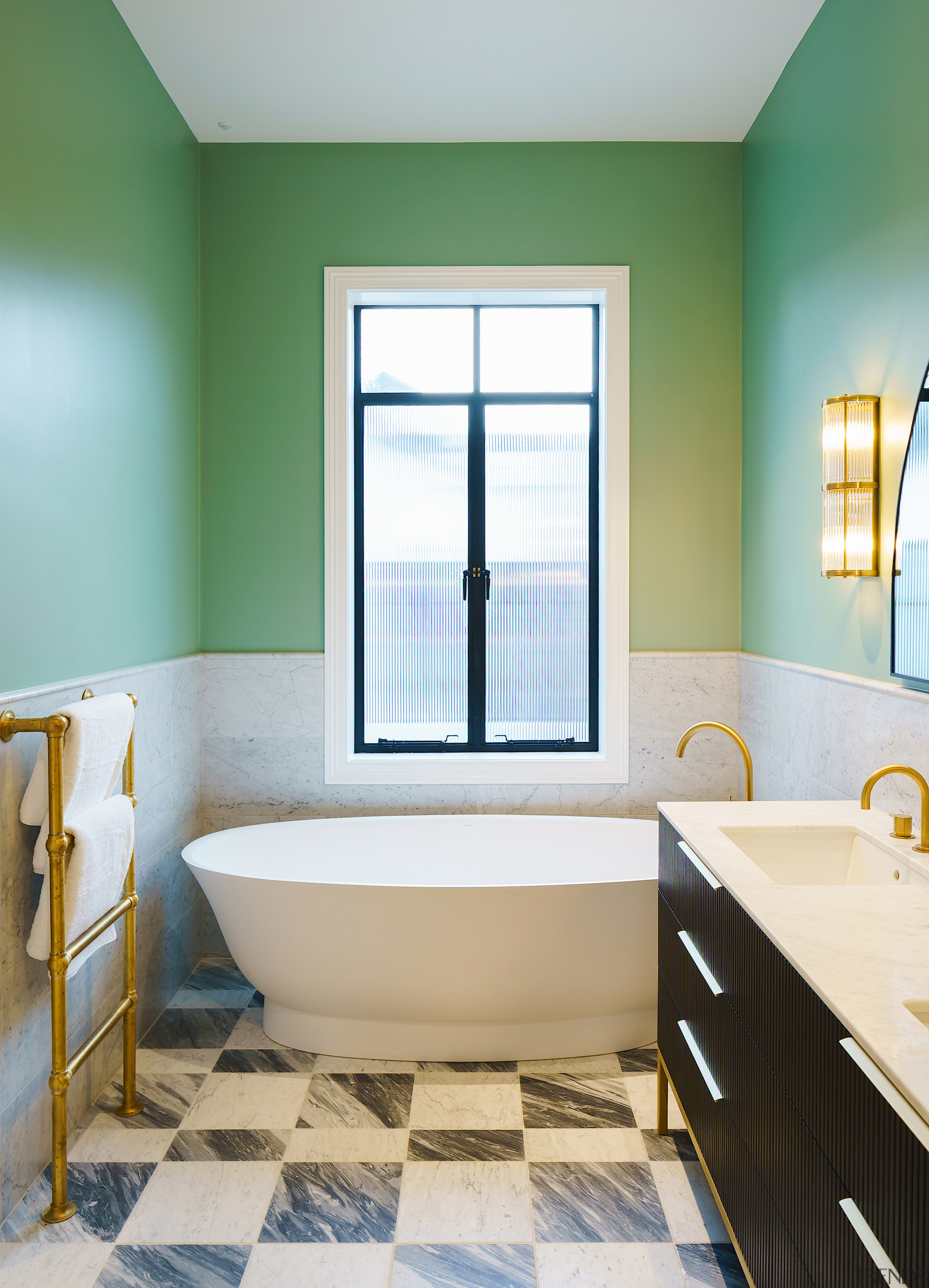 Steel-framed windows with fluted smoked glass hide adjacent 