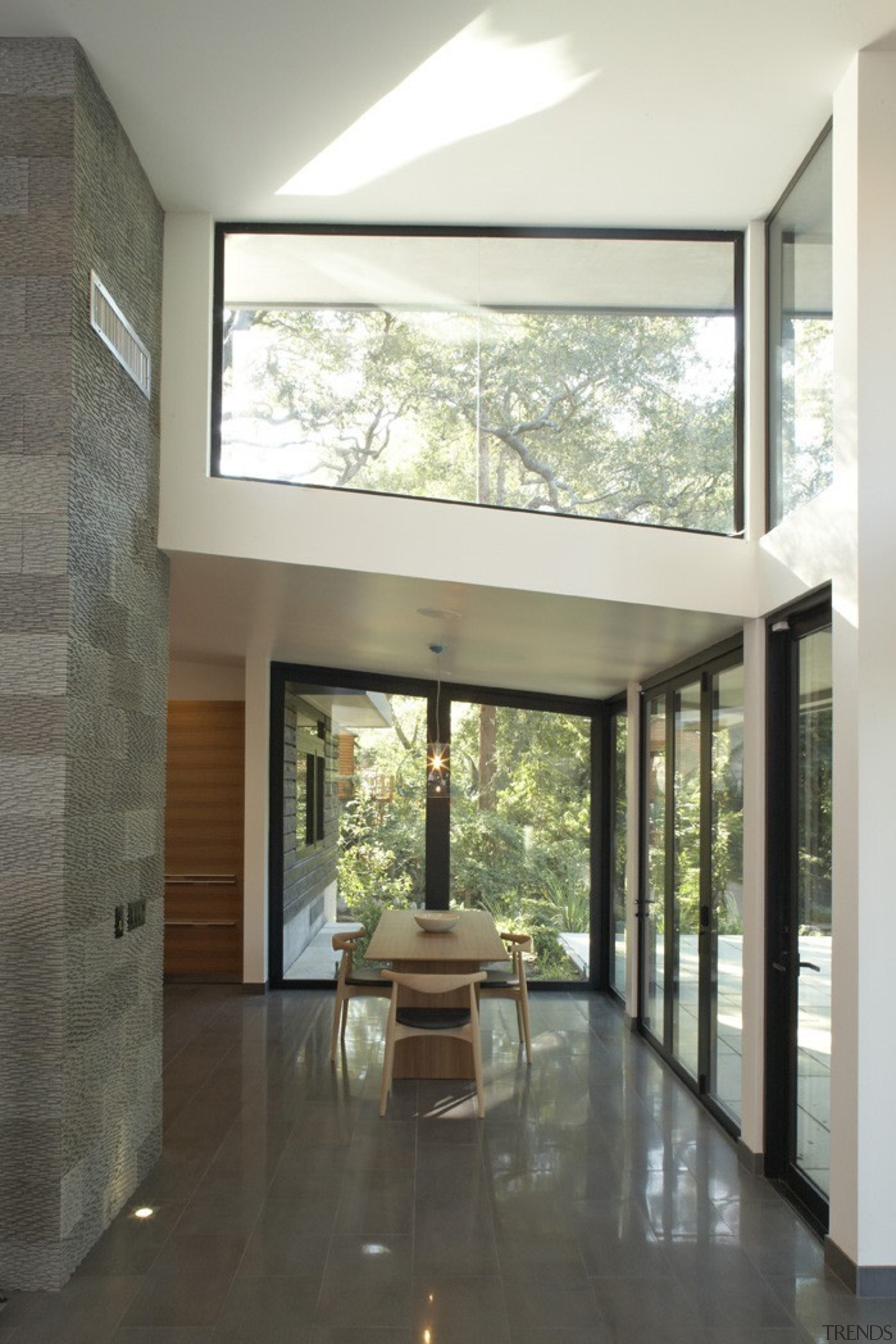 This woodland home by (fer) studio is designed architecture, ceiling, daylighting, estate, floor, flooring, home, house, interior design, living room, lobby, real estate, window, white, gray