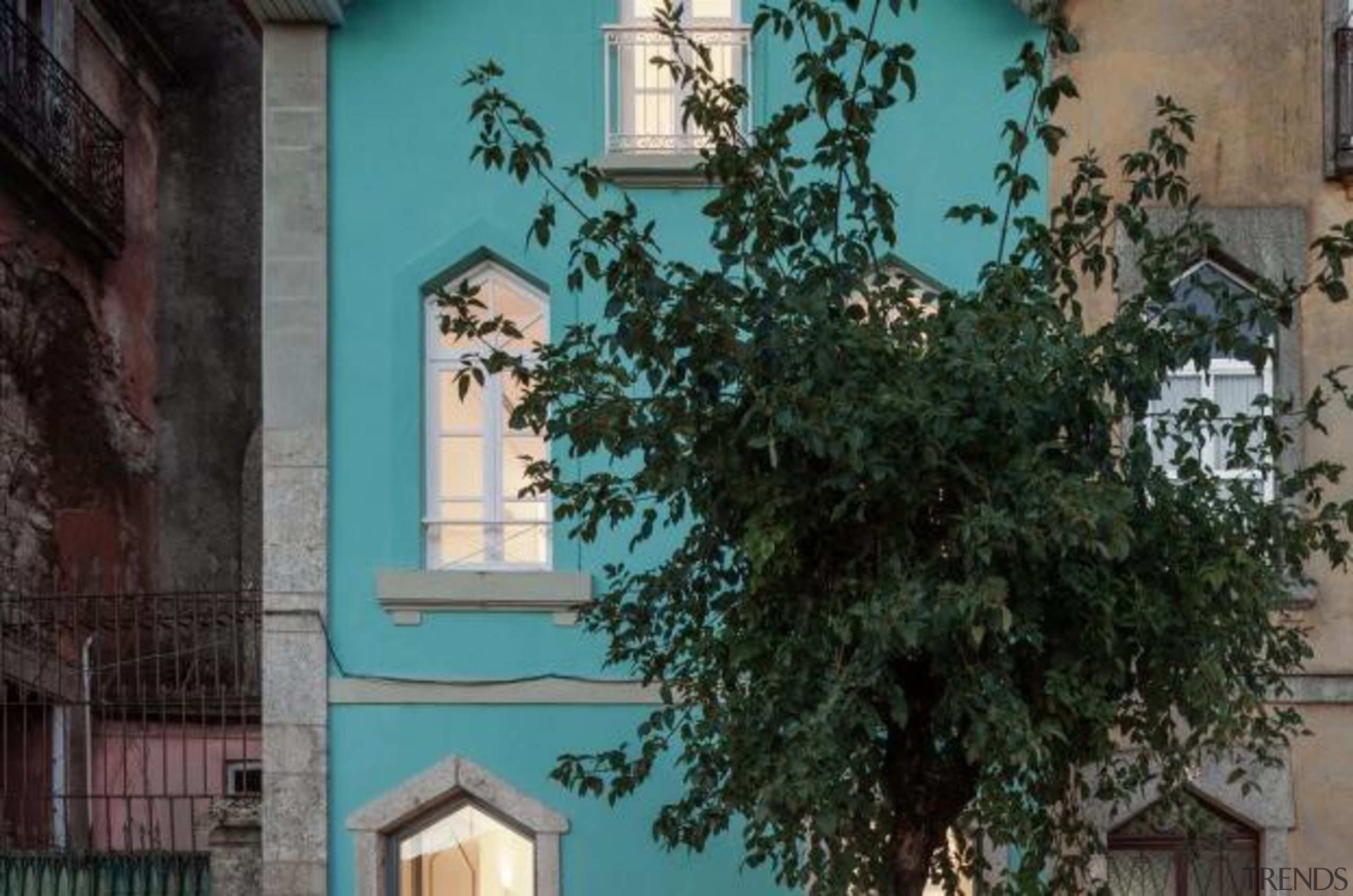 The Three Cusps Chalet, Braga, PortugalTiago do Vale architecture, branch, building, facade, home, house, neighbourhood, sky, town, tree, wall, window, black