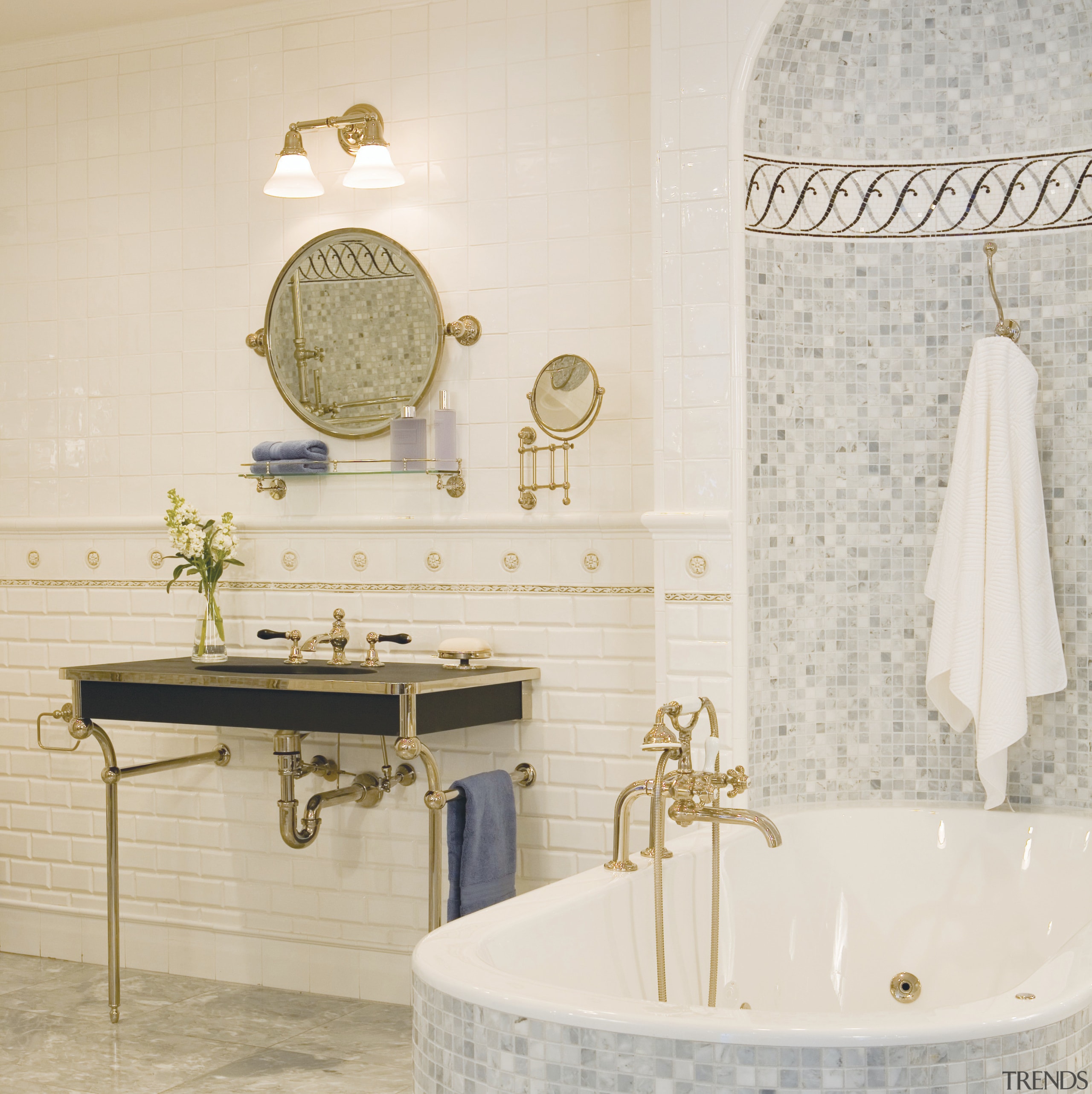 Image of high-end bathroom products available at The bathroom, bathroom sink, ceramic, floor, flooring, interior design, plumbing fixture, product design, room, sink, tap, tile, wall, white