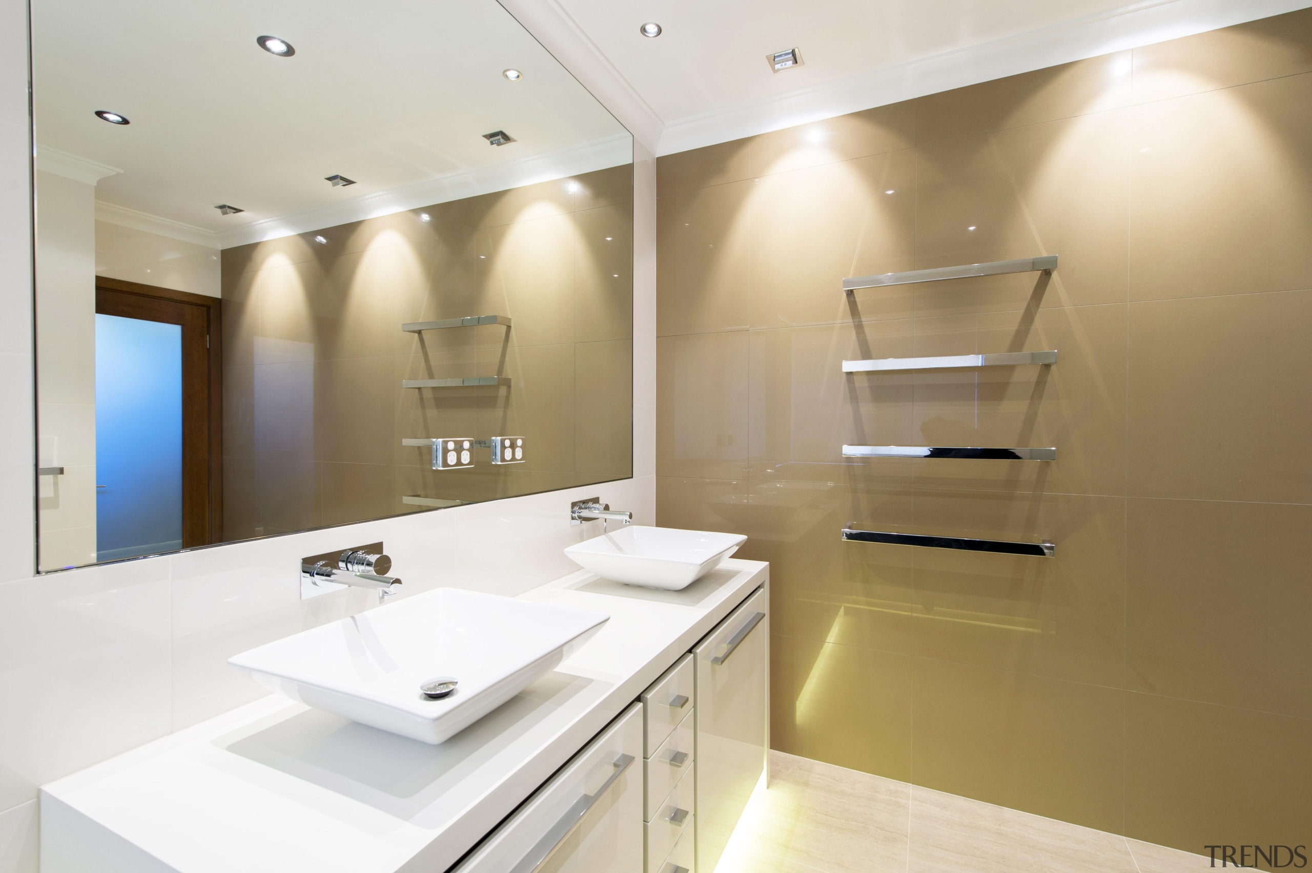 Winner Bathroom Design of the Year 2013 Western architecture, bathroom, ceiling, countertop, floor, interior design, product design, room, sink, white, brown