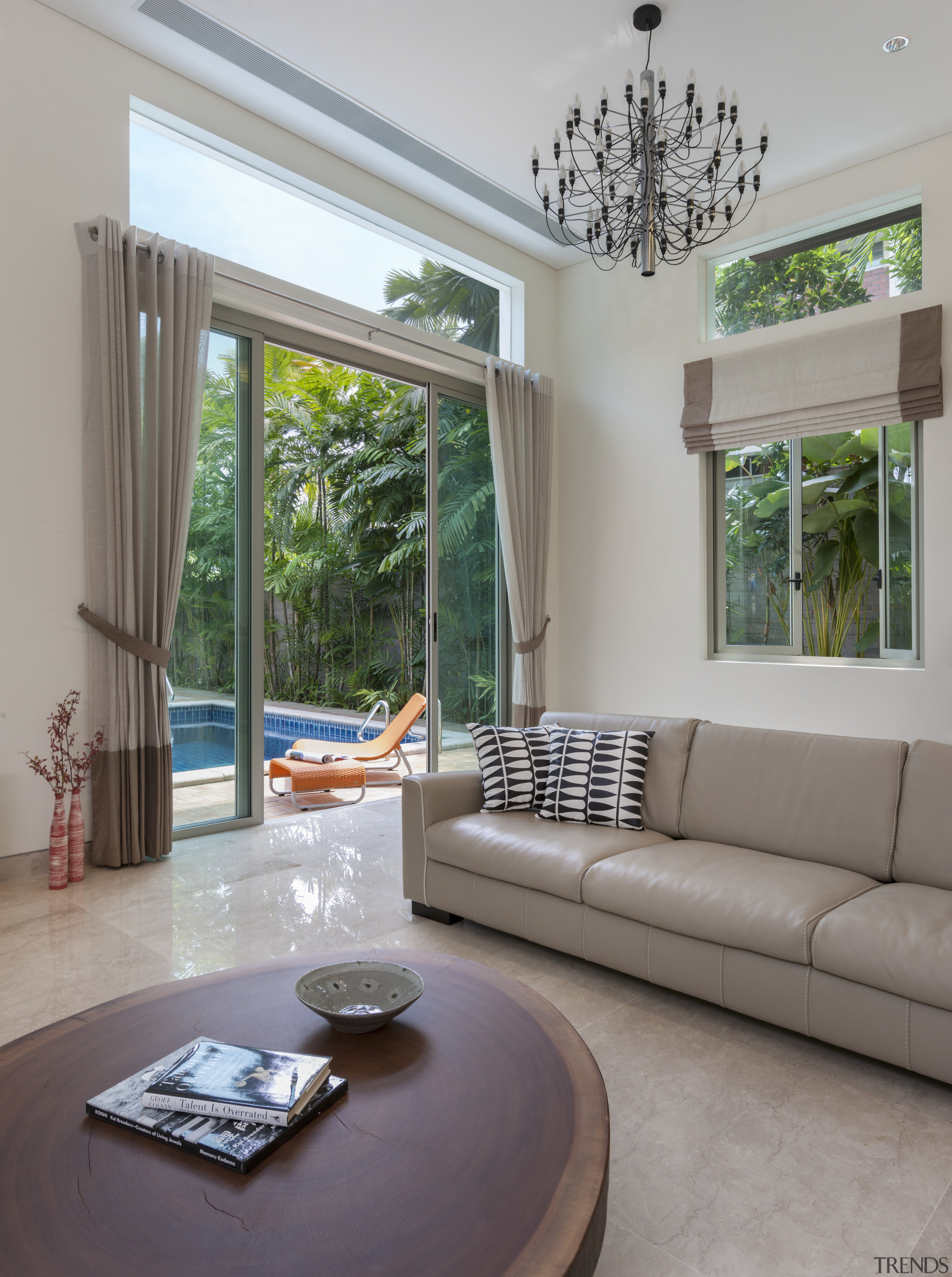 In this house design, the formal living room architecture, ceiling, estate, home, house, interior design, living room, property, real estate, wall, window, gray