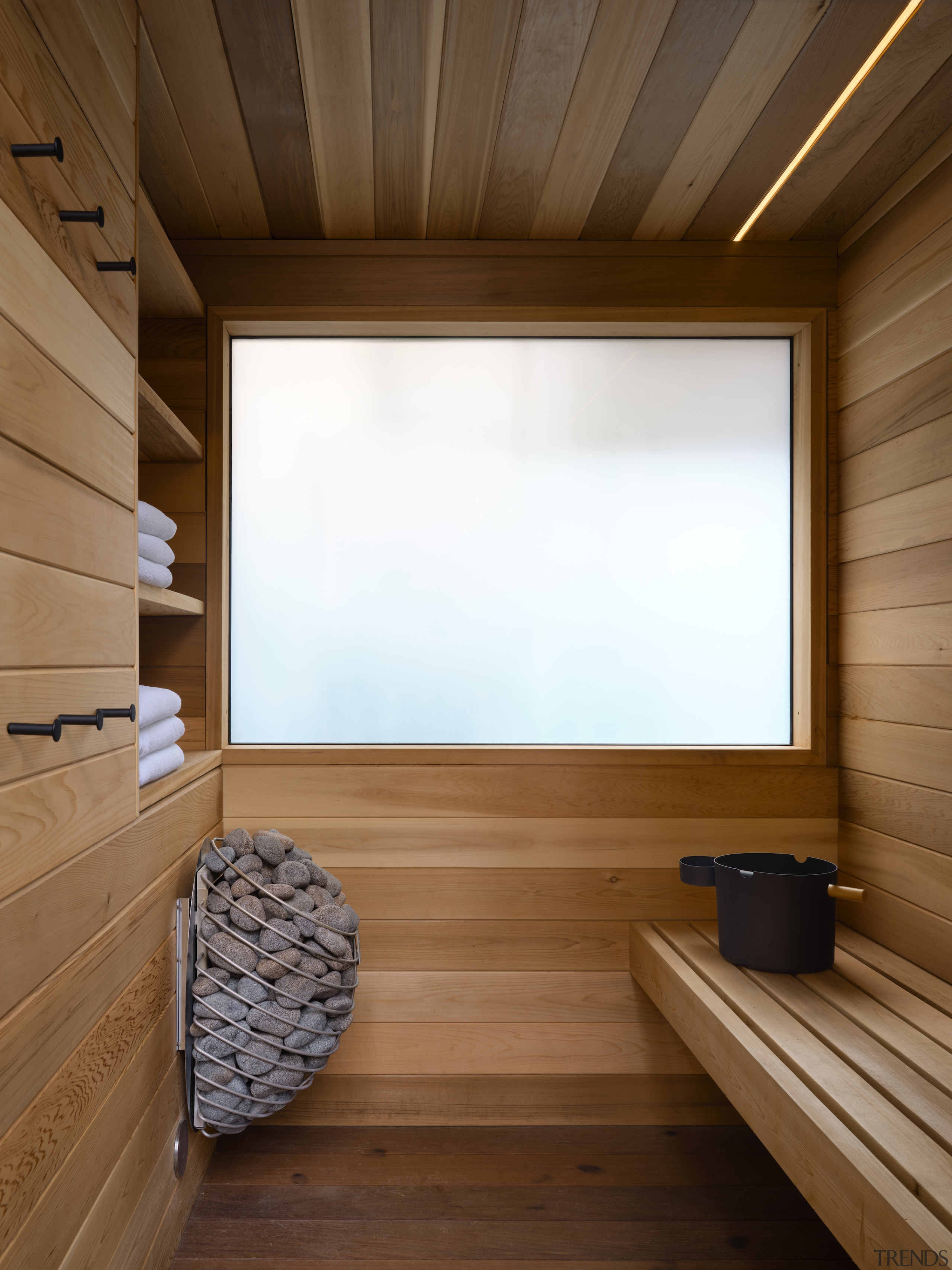 The interior of the sauna. - Stepped this 