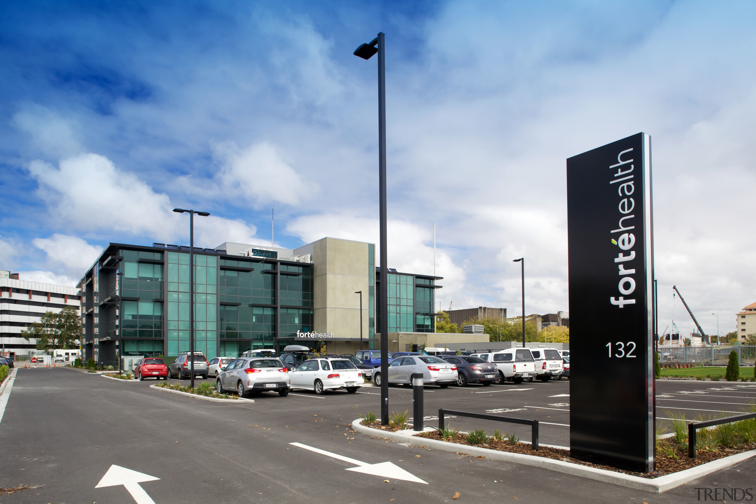 quantity surveyors Rawlinsons came on board for the architecture, building, city, corporate headquarters, infrastructure, metropolitan area, mixed use, parking lot, road, sky, white, teal